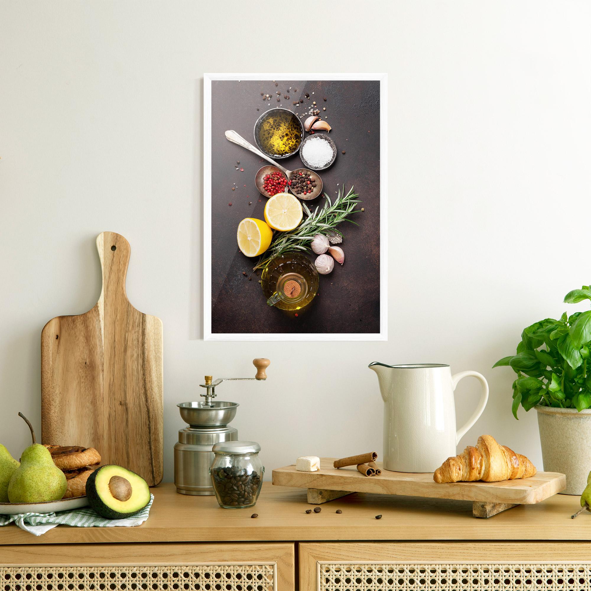 Poster Înrămat Spices On Stone Table mockup 8