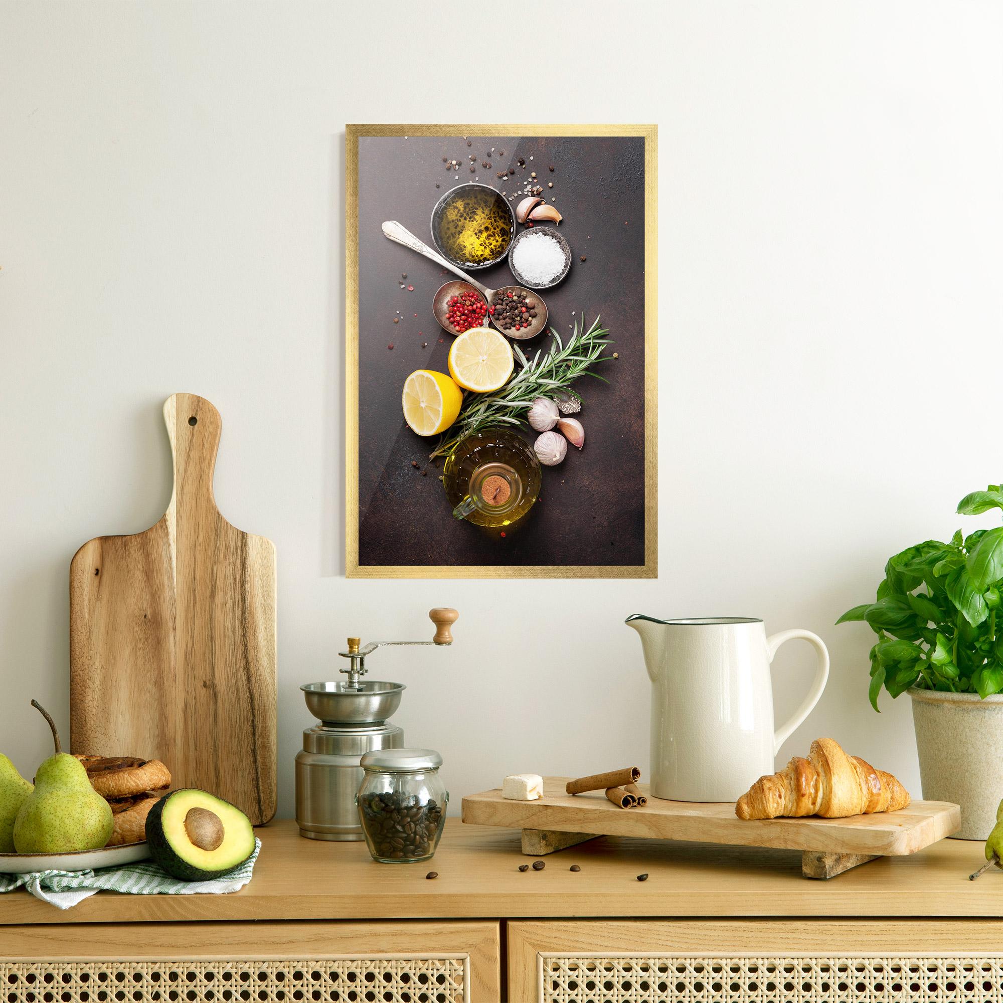 Poster Înrămat Spices On Stone Table mockup 8