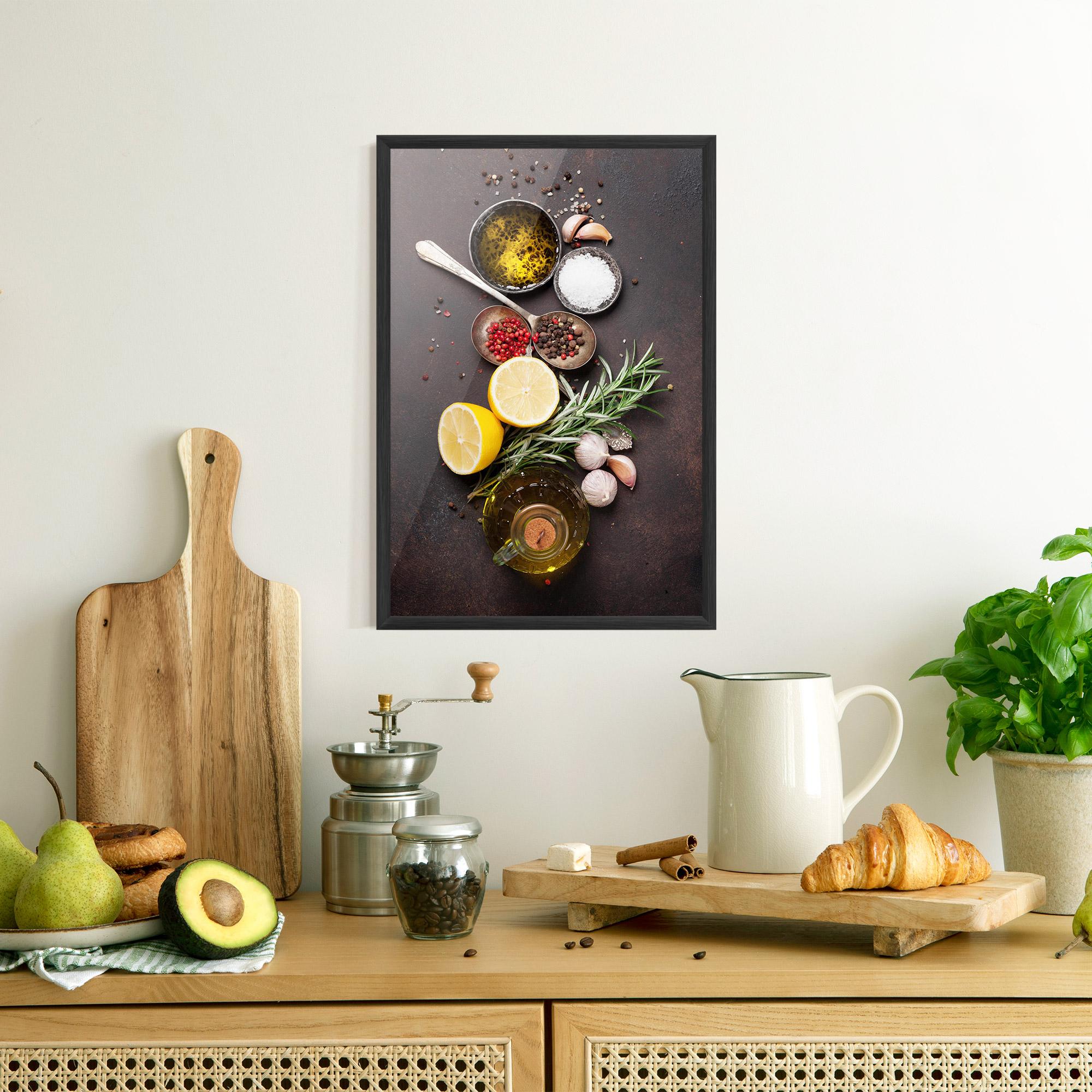Poster Înrămat Spices On Stone Table mockup 8