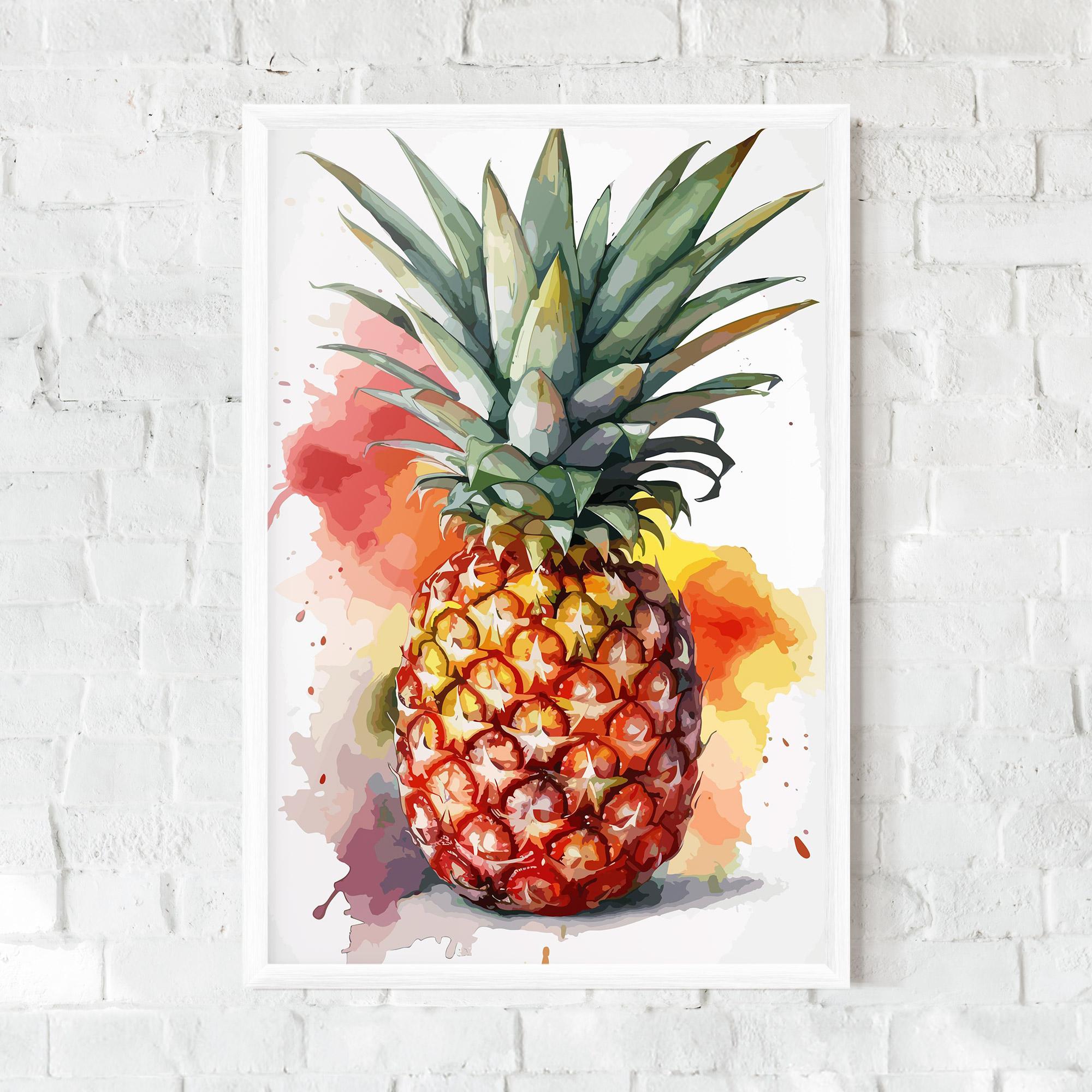 Poster Înrămat Pineapple Watercolor mockup 0