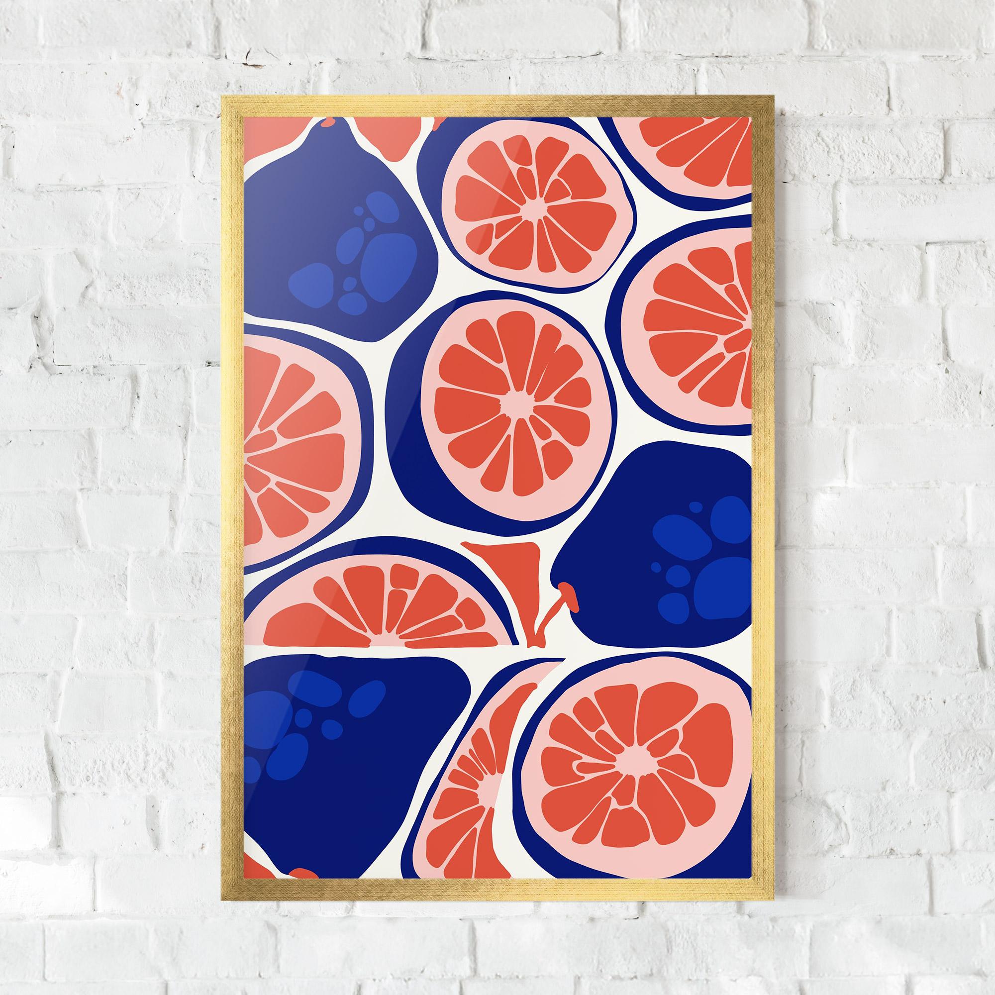 Poster Înrămat Blue Pink Fruit mockup 0