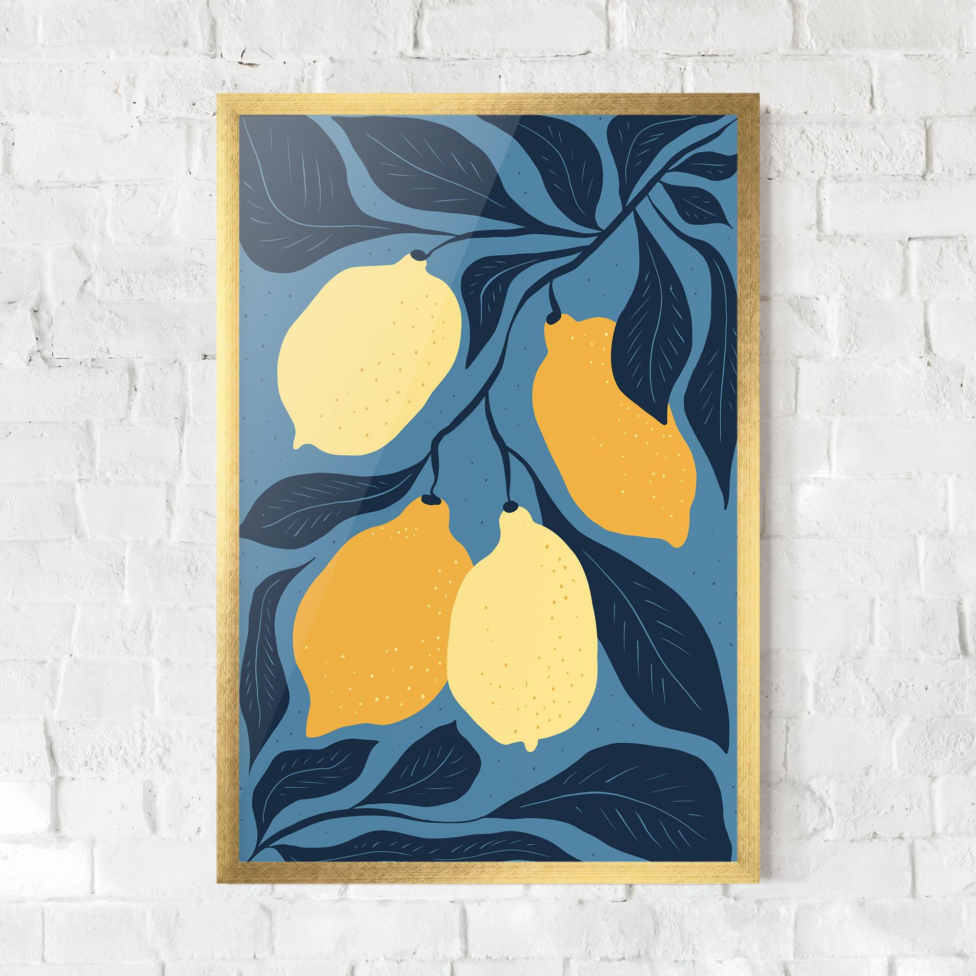 Poster Înrămat Lemon On Blue mockup 0