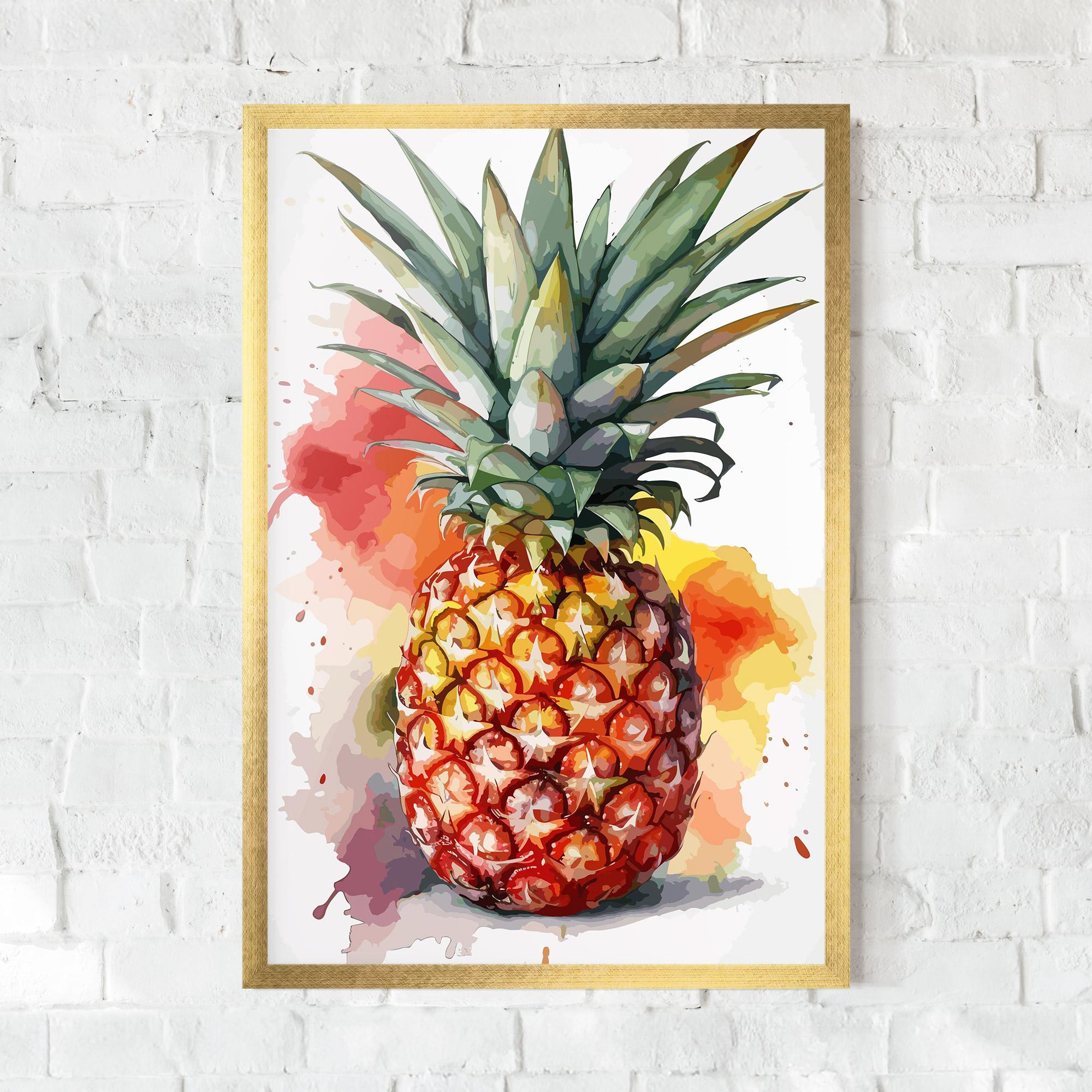 Poster Înrămat Pineapple Watercolor mockup 0