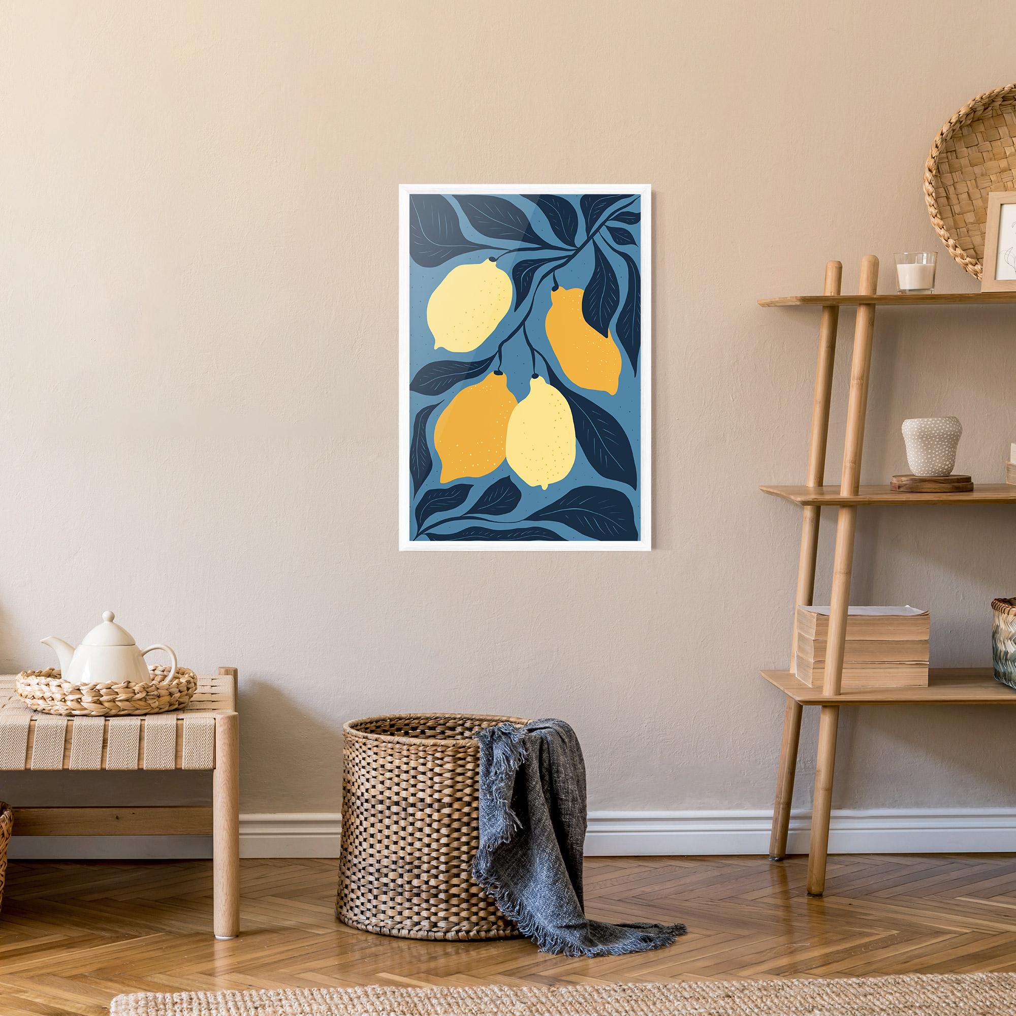 Poster Înrămat Lemon On Blue mockup 9