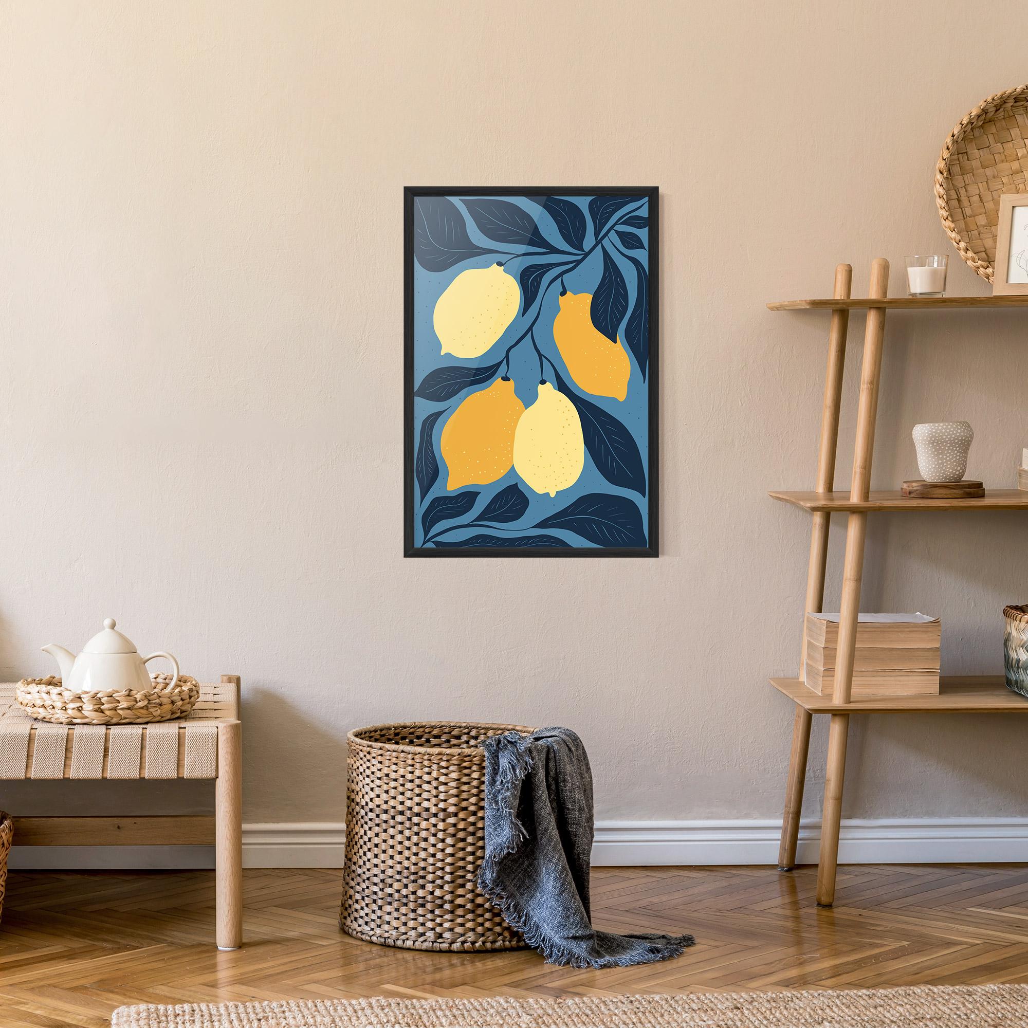Poster Înrămat Lemon On Blue mockup 9