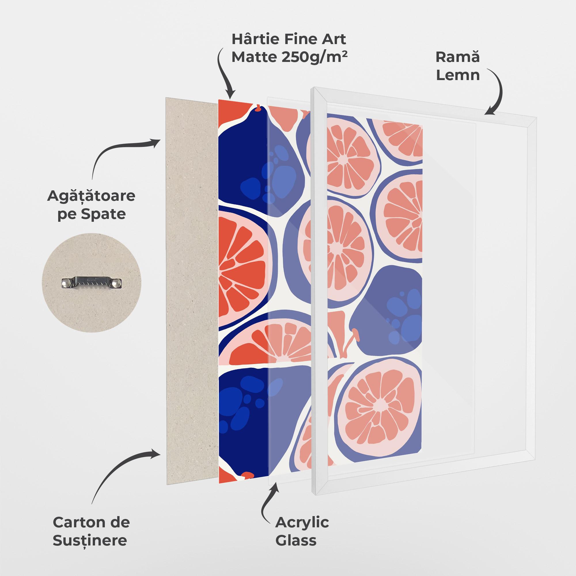 Poster Înrămat Blue Pink Fruit mockup 1