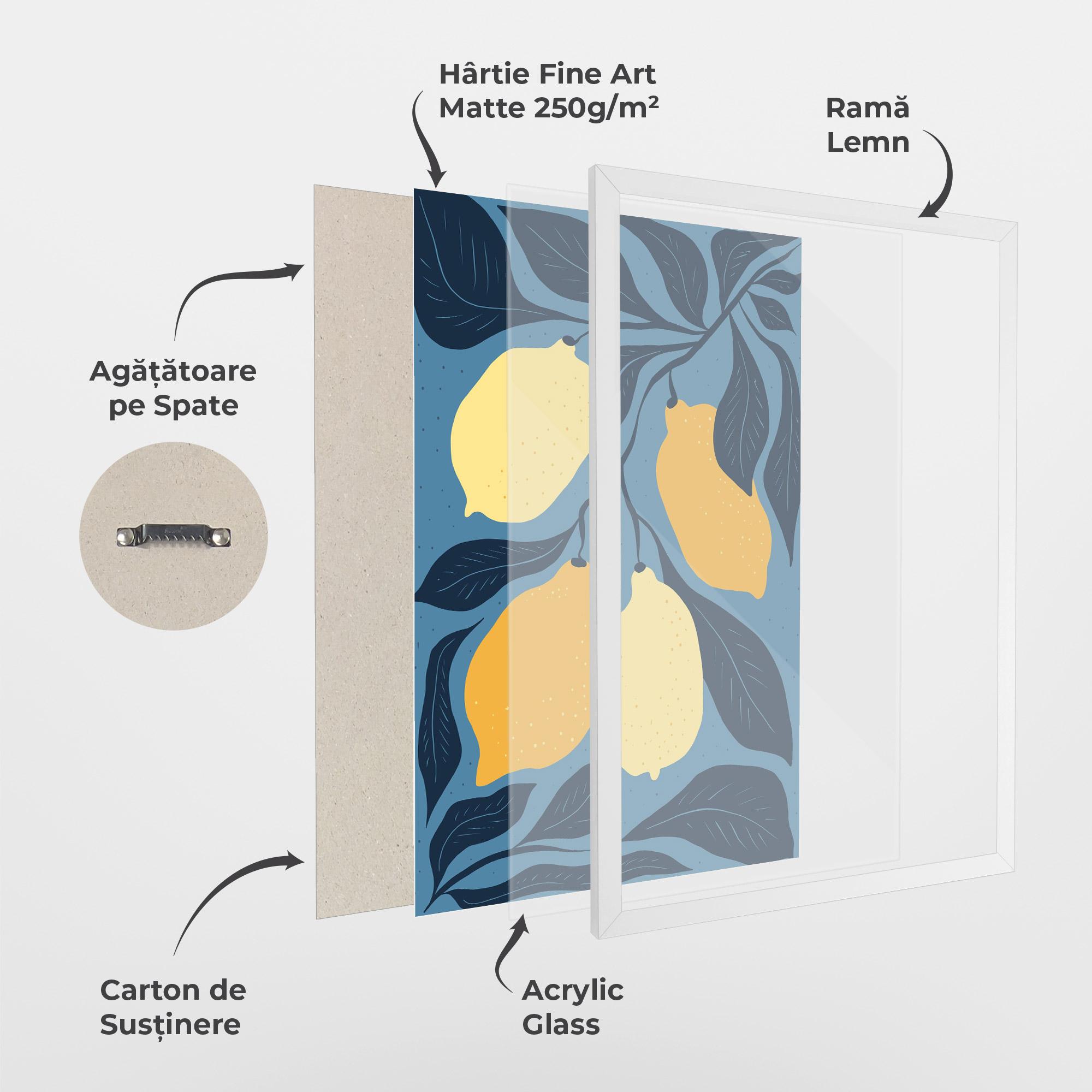 Poster Înrămat Lemon On Blue mockup 1