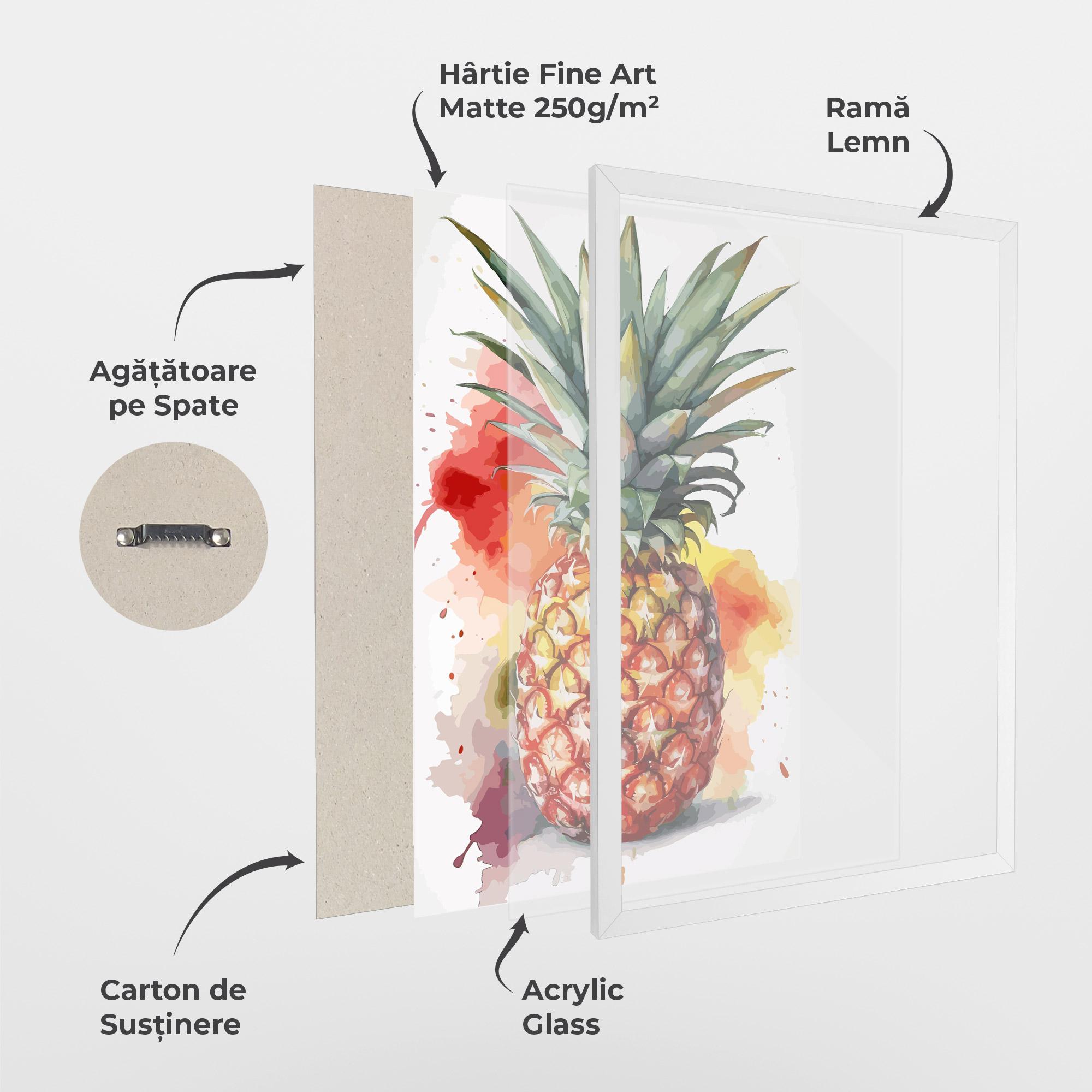 Poster Înrămat Pineapple Watercolor mockup 1