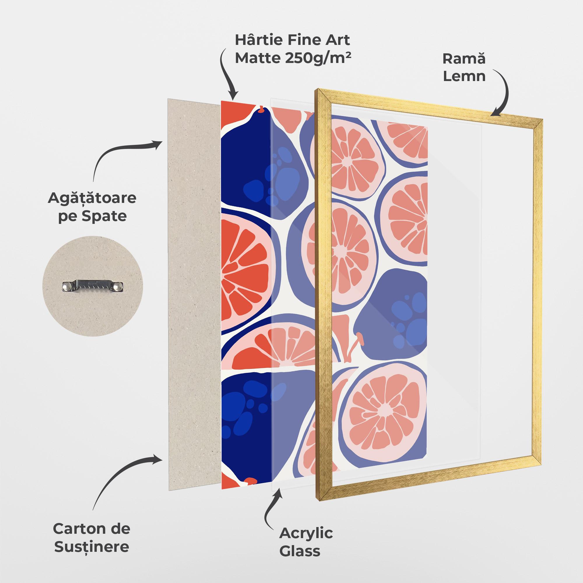 Poster Înrămat Blue Pink Fruit mockup 1