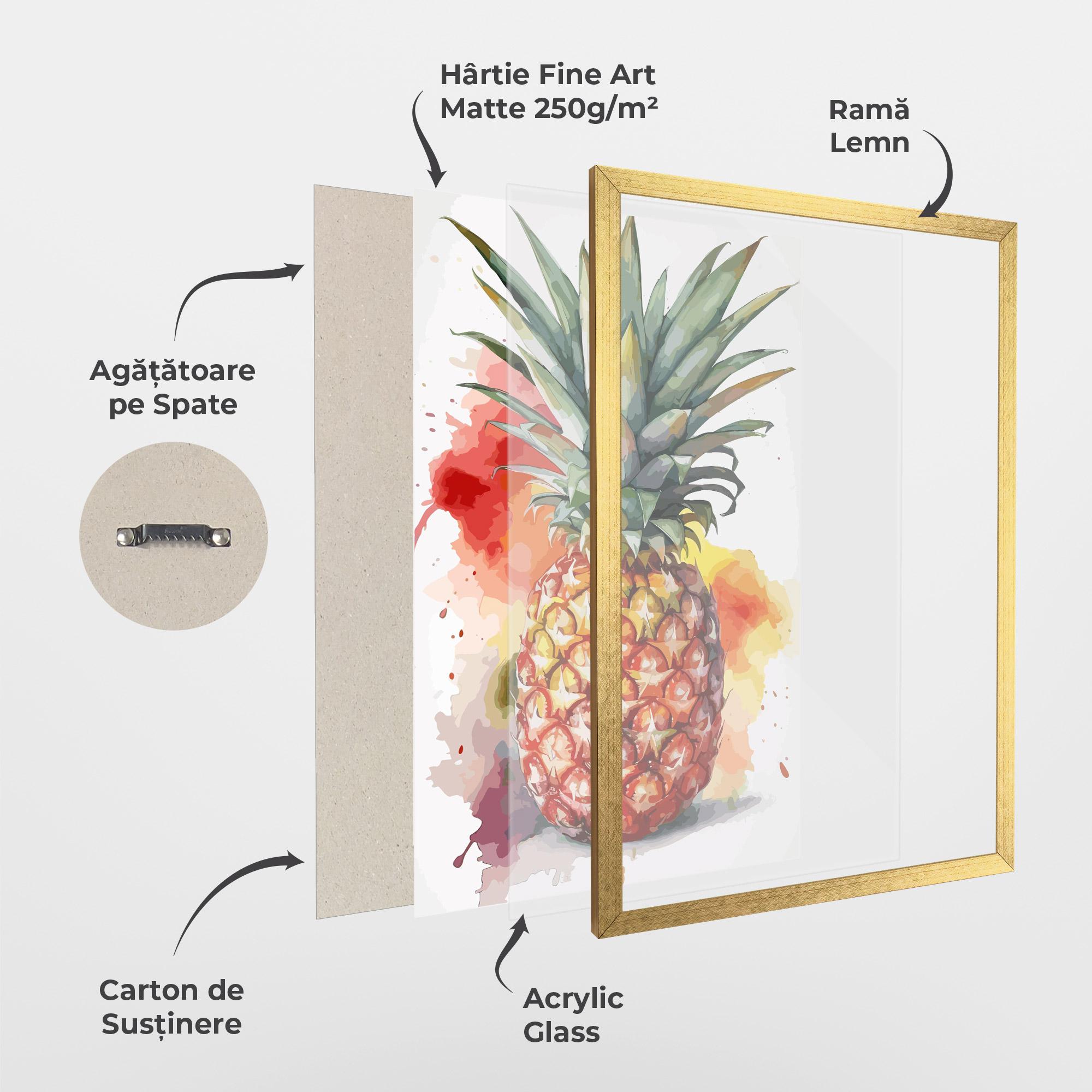 Poster Înrămat Pineapple Watercolor mockup 1