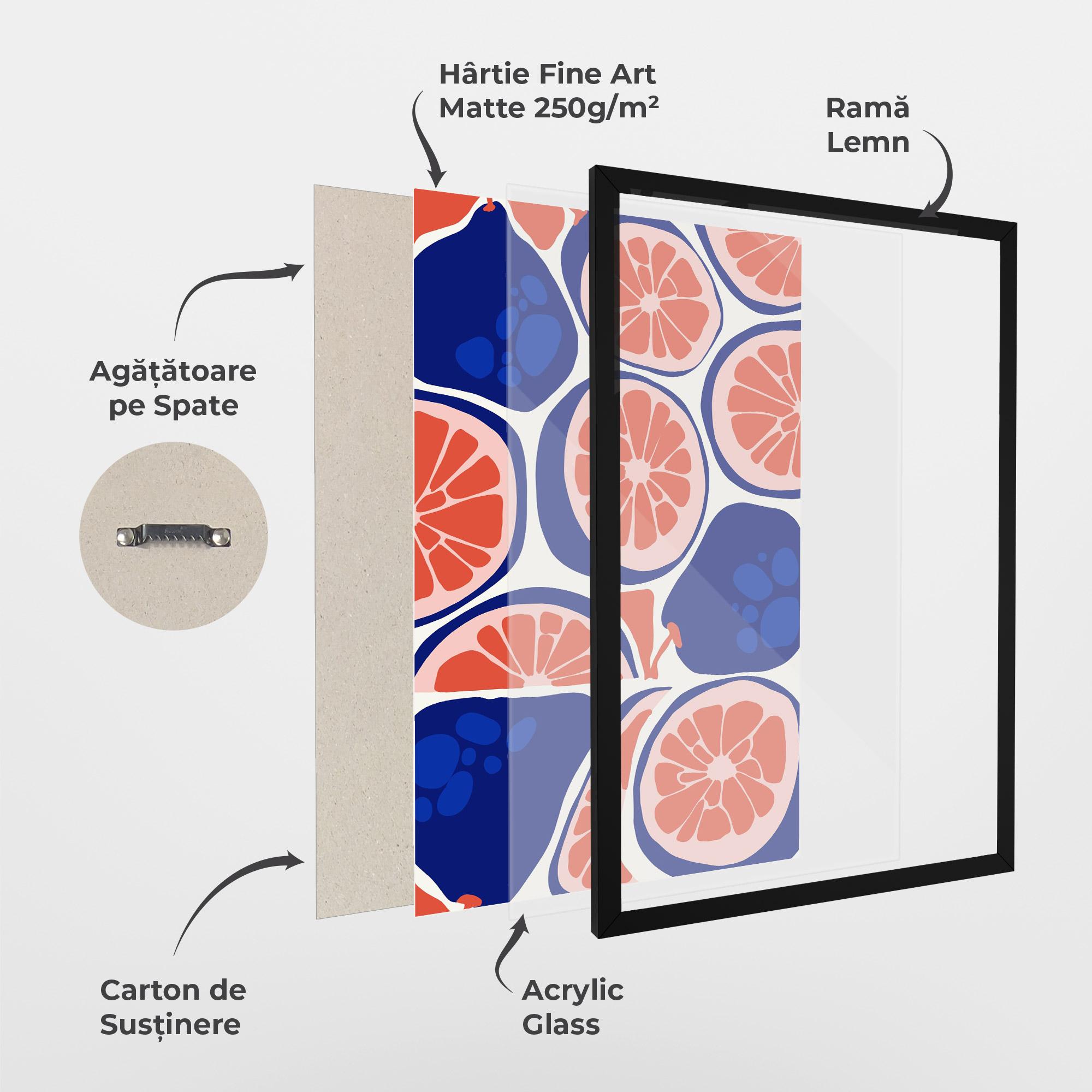 Poster Înrămat Blue Pink Fruit mockup 1