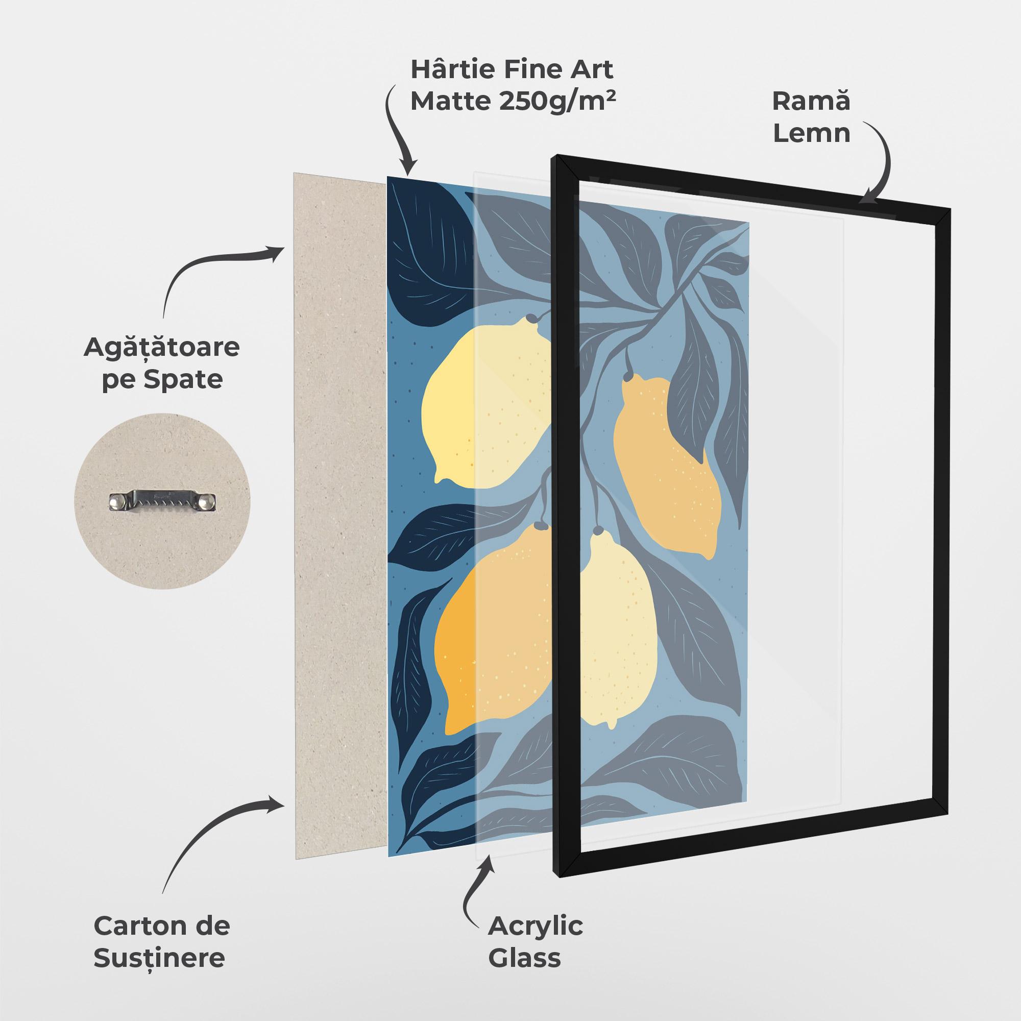 Poster Înrămat Lemon On Blue mockup 1