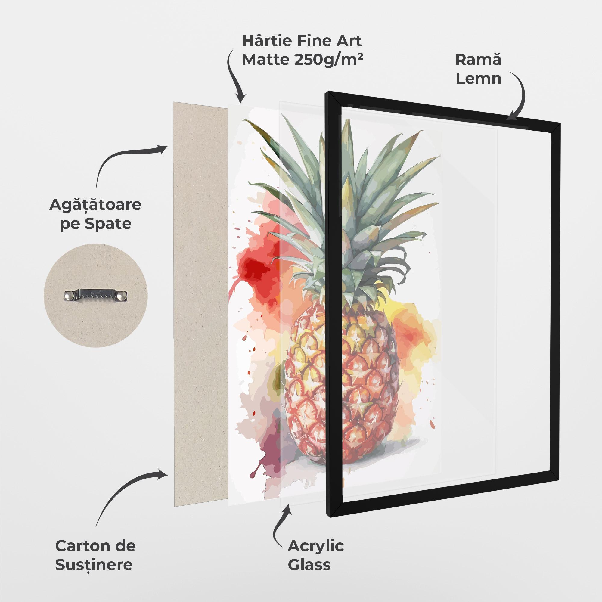 Poster Înrămat Pineapple Watercolor mockup 1