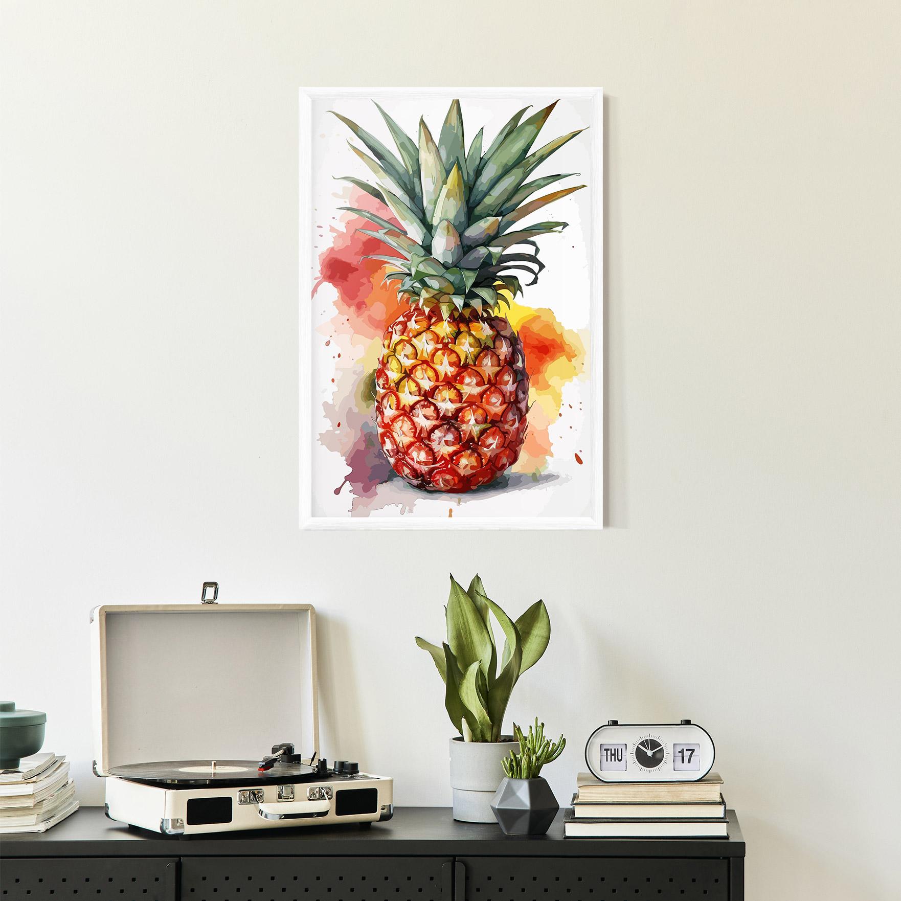 Poster Înrămat Pineapple Watercolor mockup 2