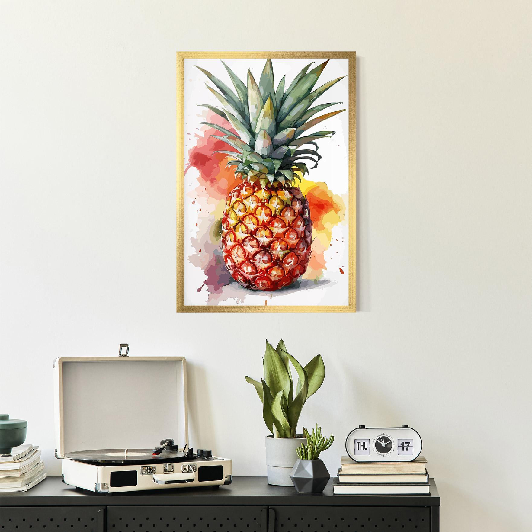 Poster Înrămat Pineapple Watercolor mockup 2