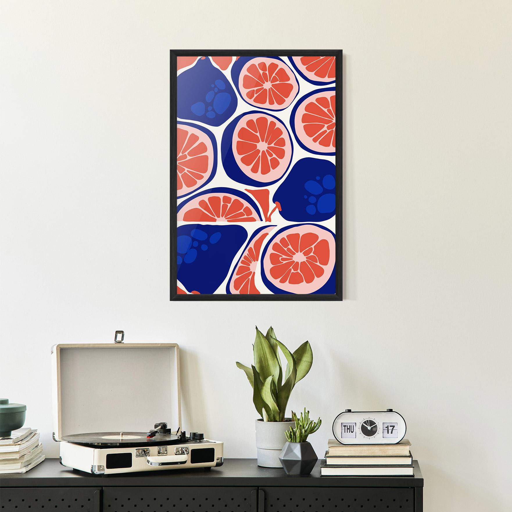 Poster Înrămat Blue Pink Fruit mockup 2