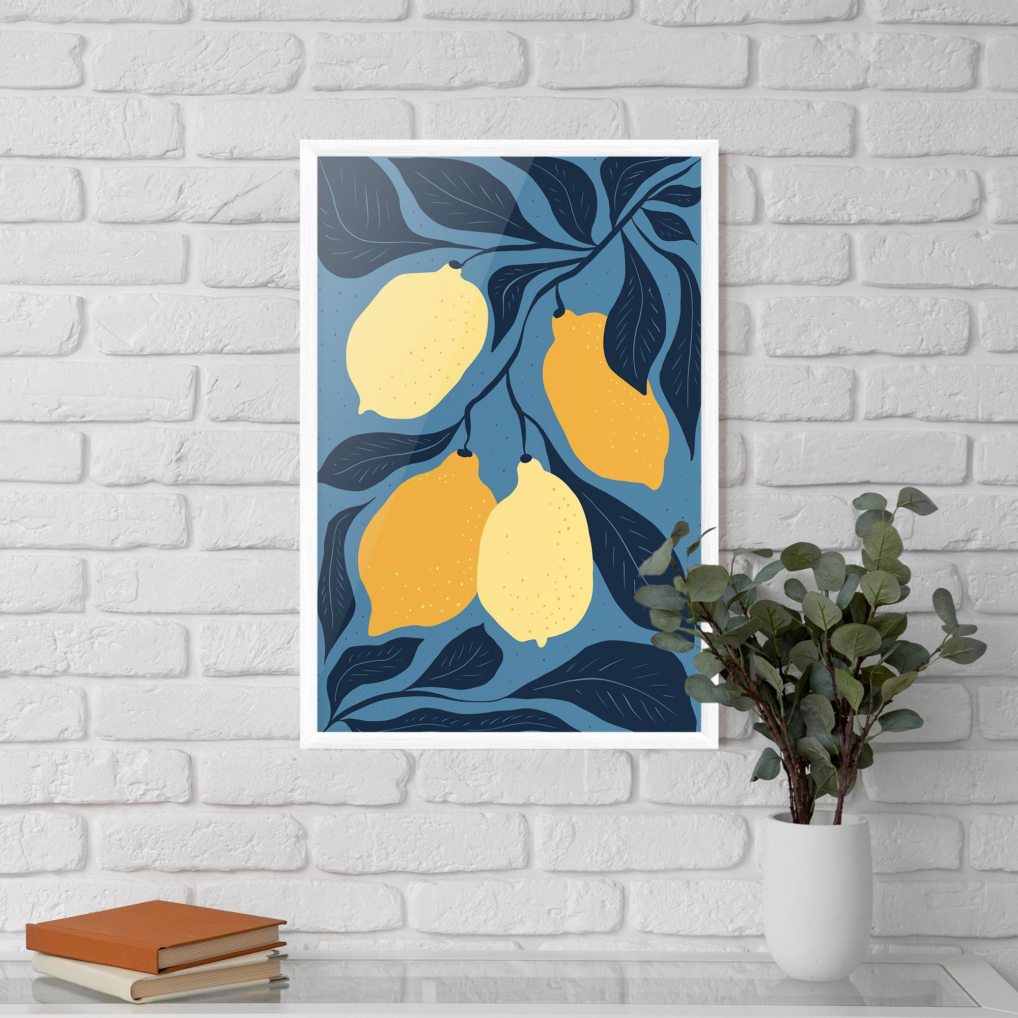 Poster Înrămat Lemon On Blue mockup 5