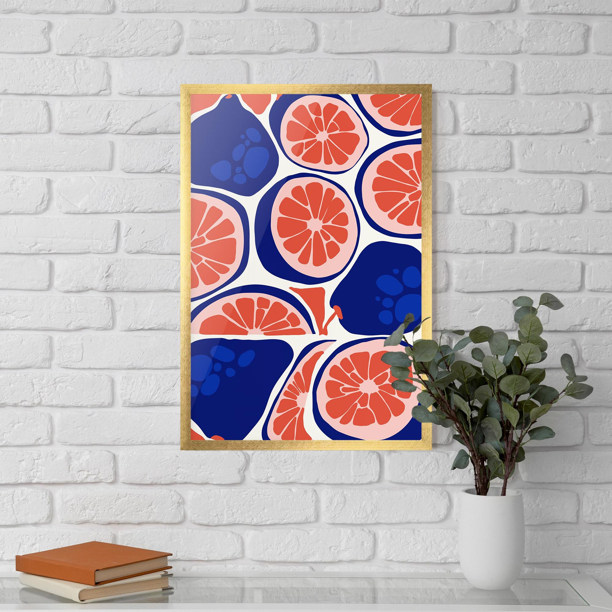 Poster Înrămat Blue Pink Fruit mockup 5