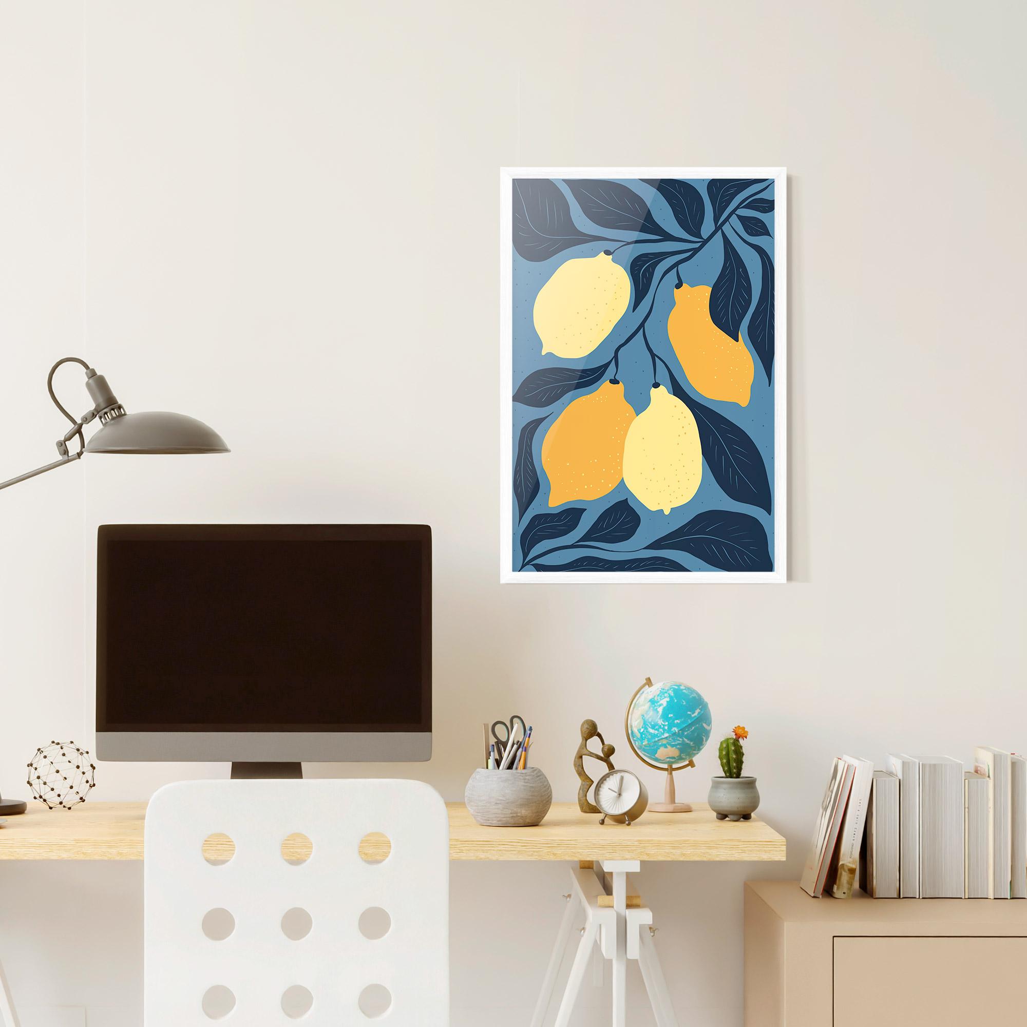 Poster Înrămat Lemon On Blue mockup 6