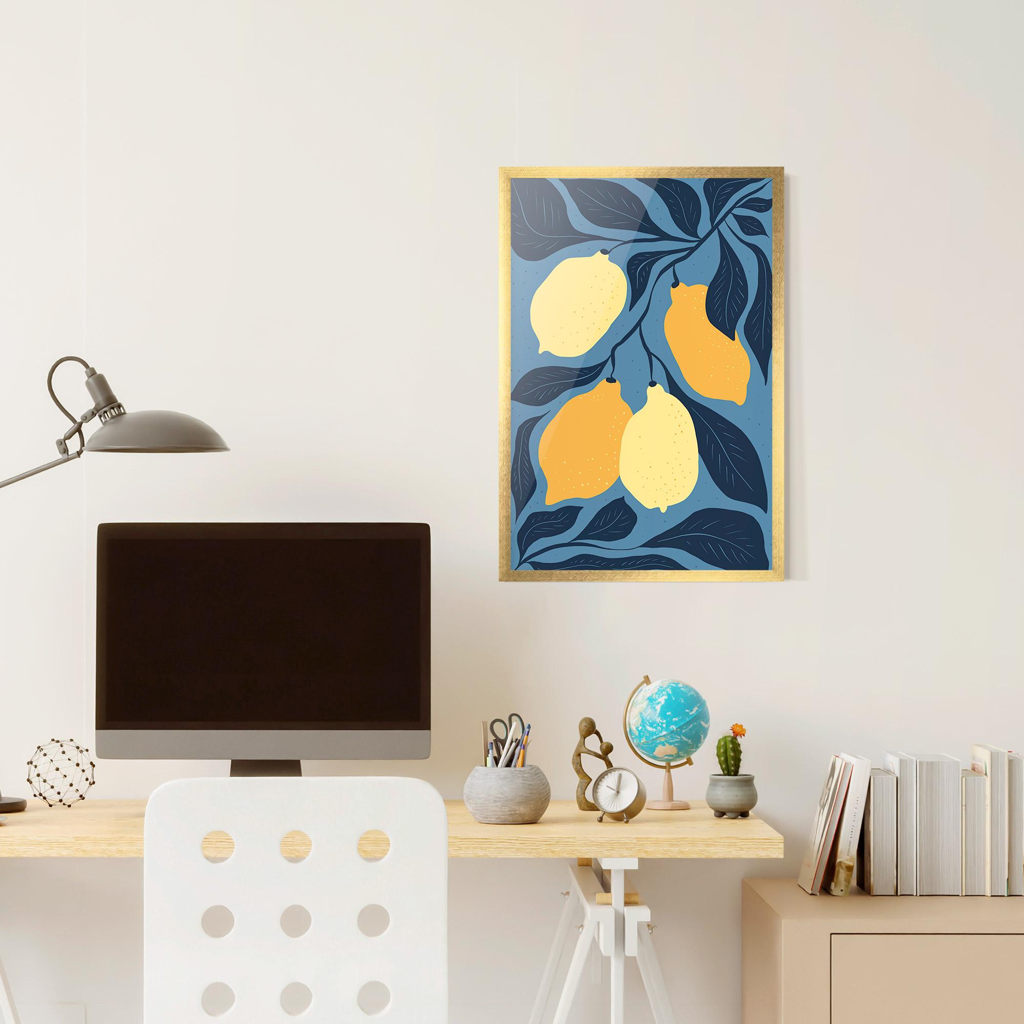 Poster Înrămat Lemon On Blue mockup 6