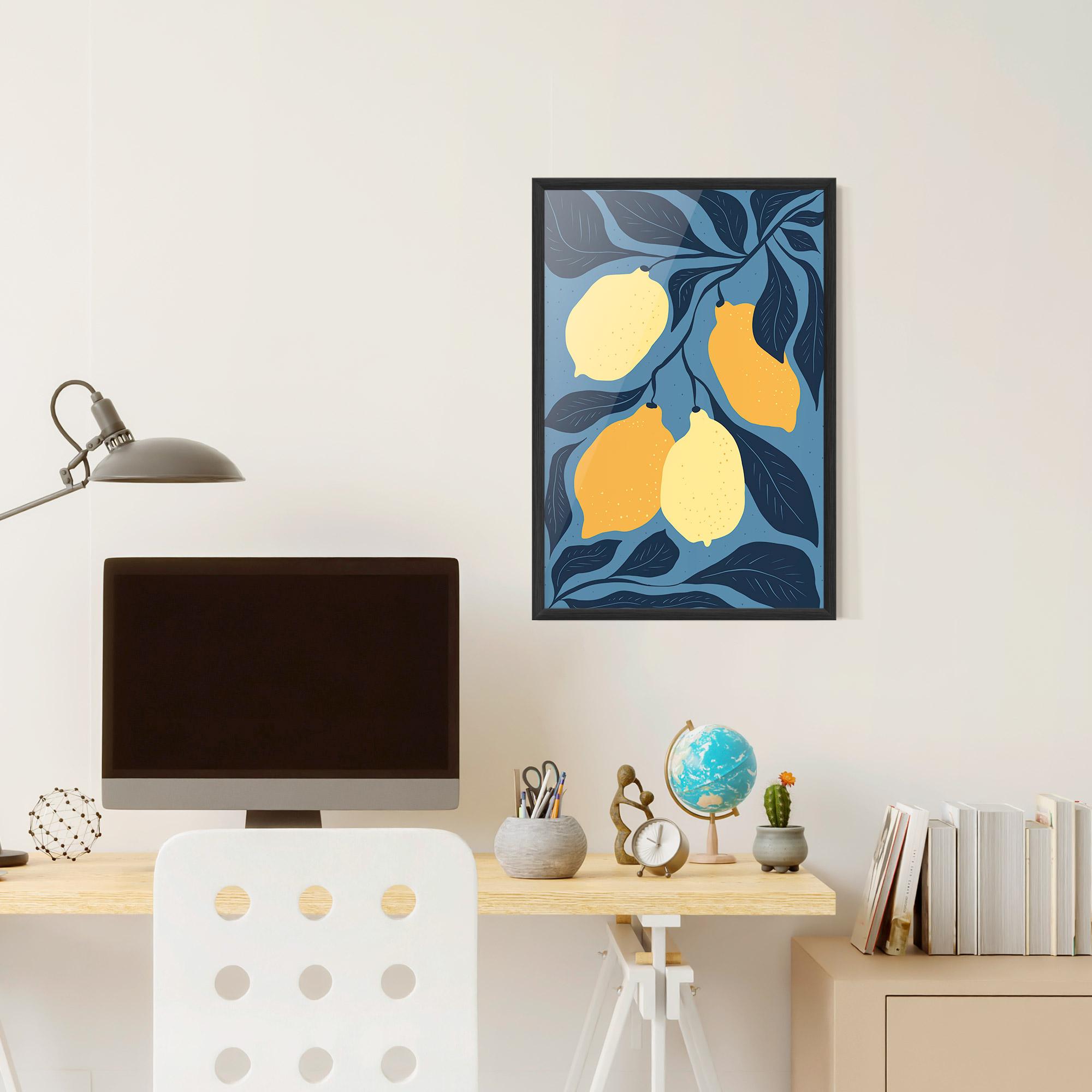 Poster Înrămat Lemon On Blue mockup 6