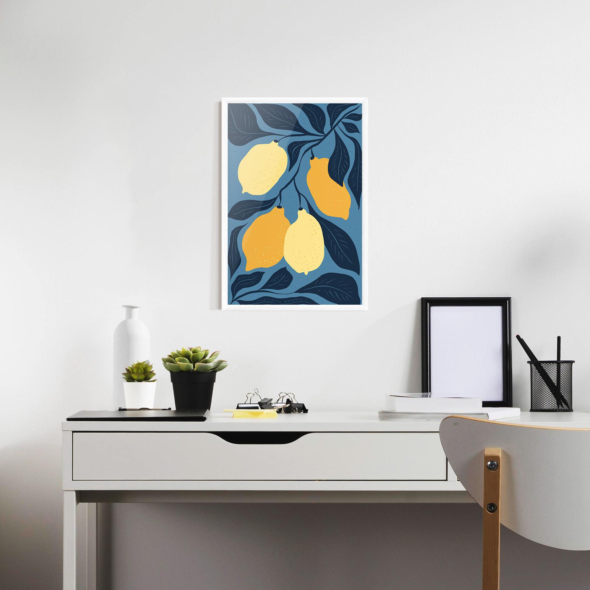 Poster Înrămat Lemon On Blue mockup 7