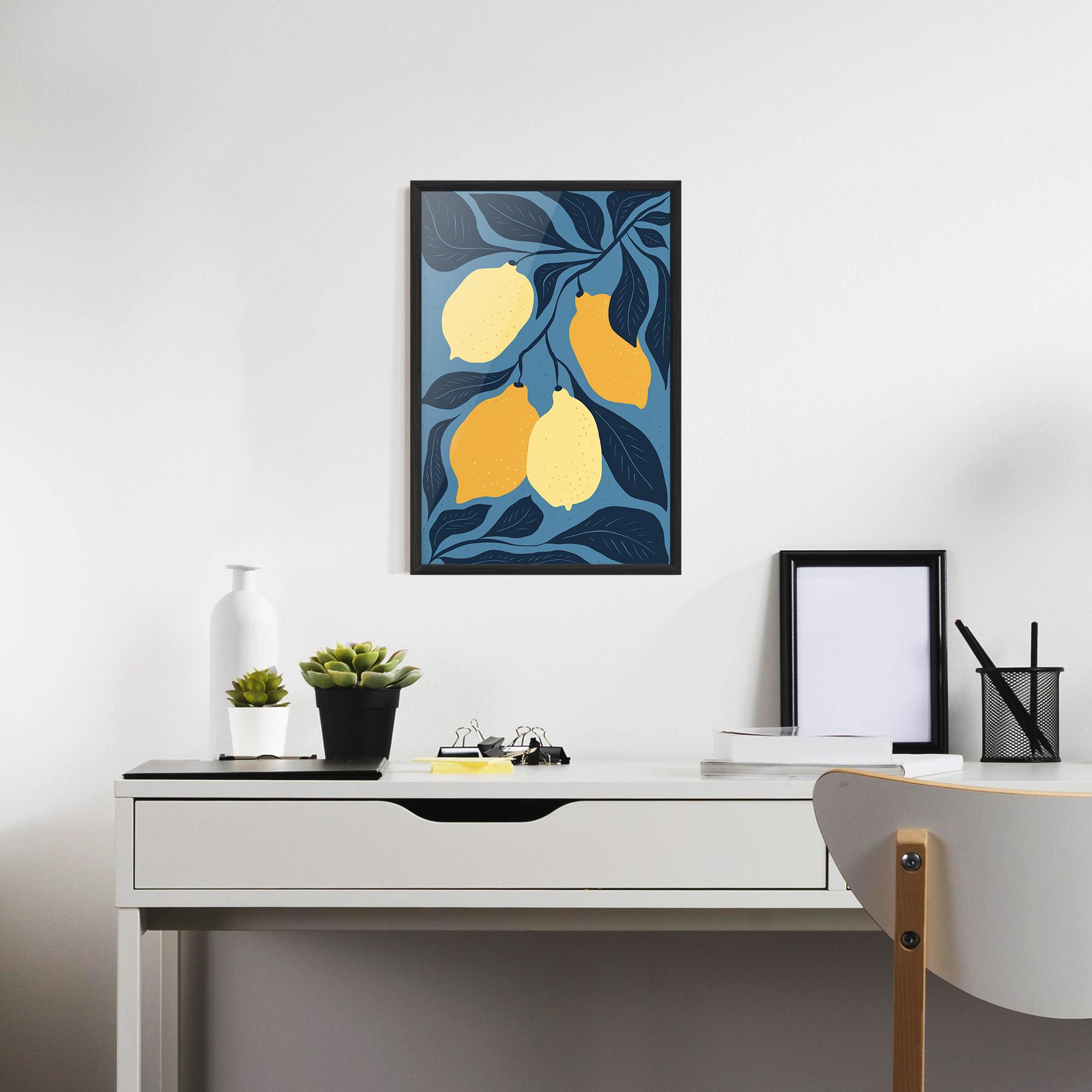 Poster Înrămat Lemon On Blue mockup 7