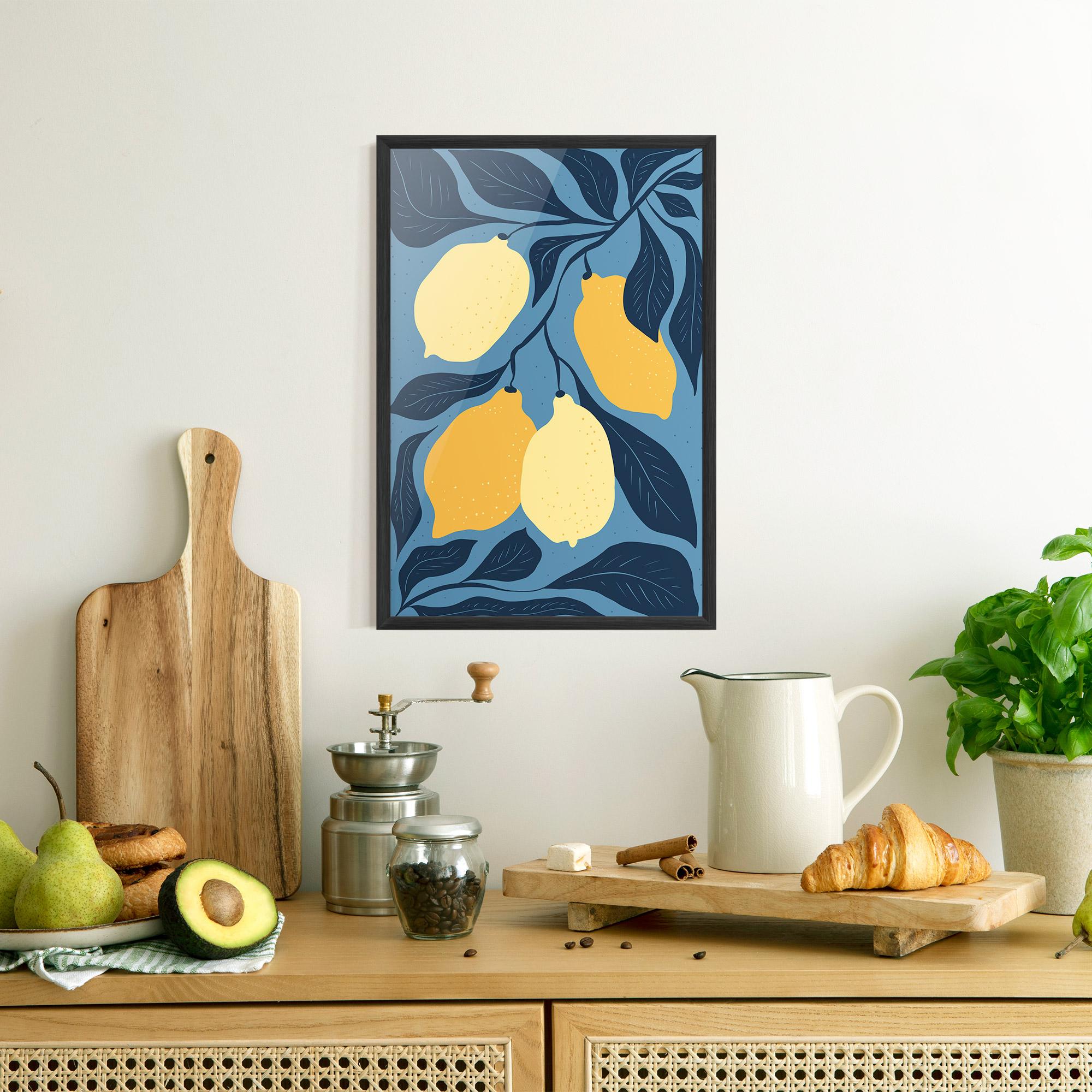 Poster Înrămat Lemon On Blue mockup 8