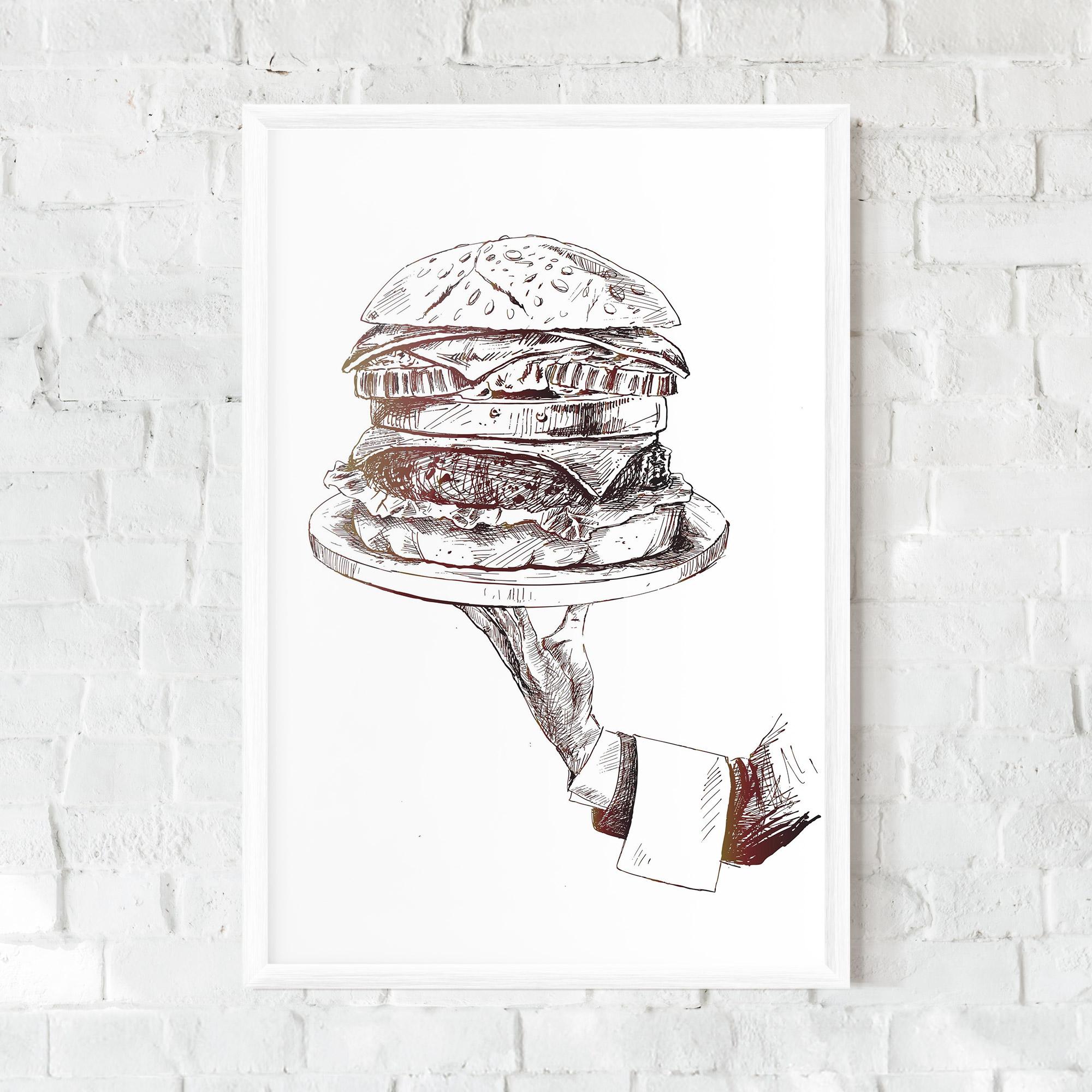 Poster Înrămat Holding Hamburger mockup 0