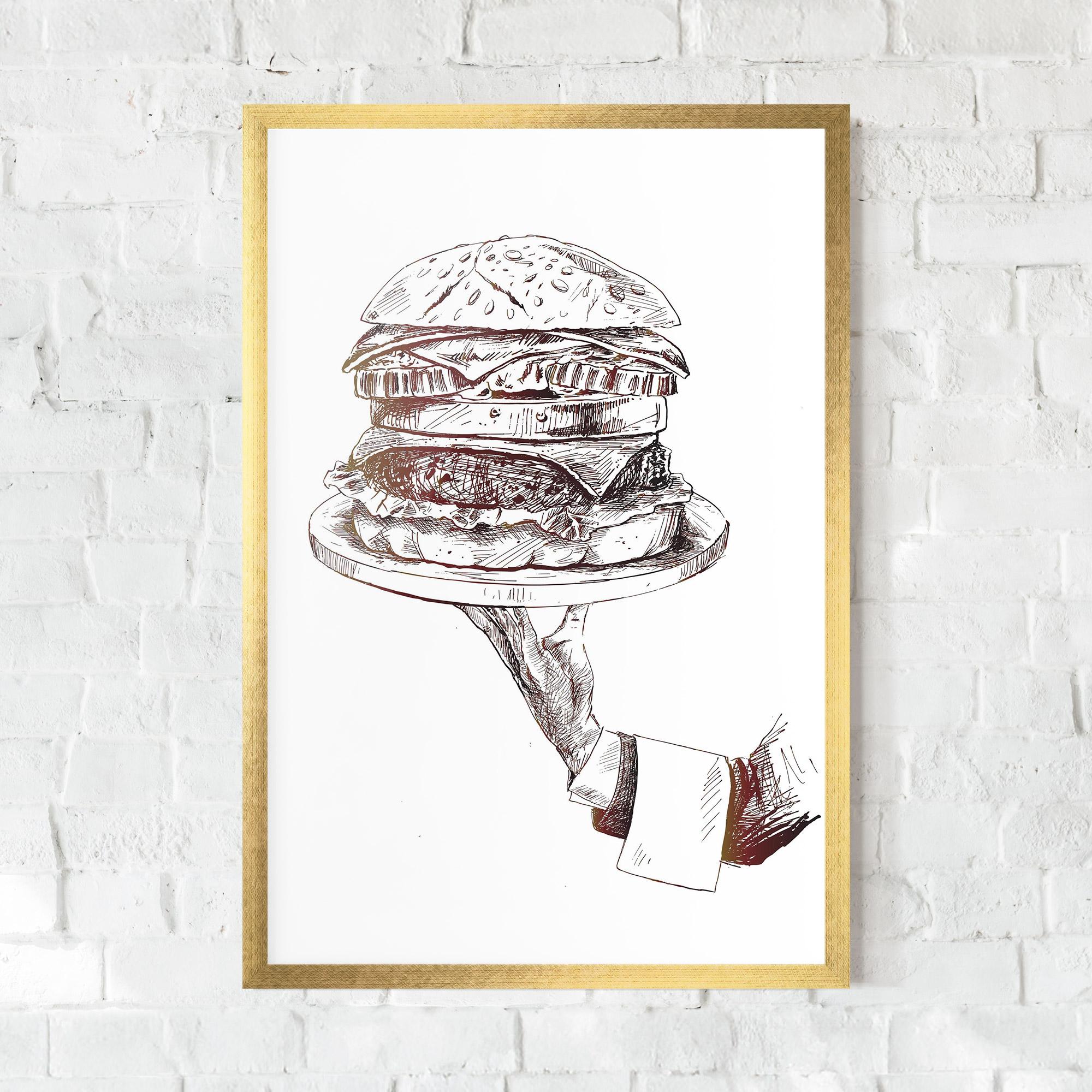 Poster Înrămat Holding Hamburger mockup 0