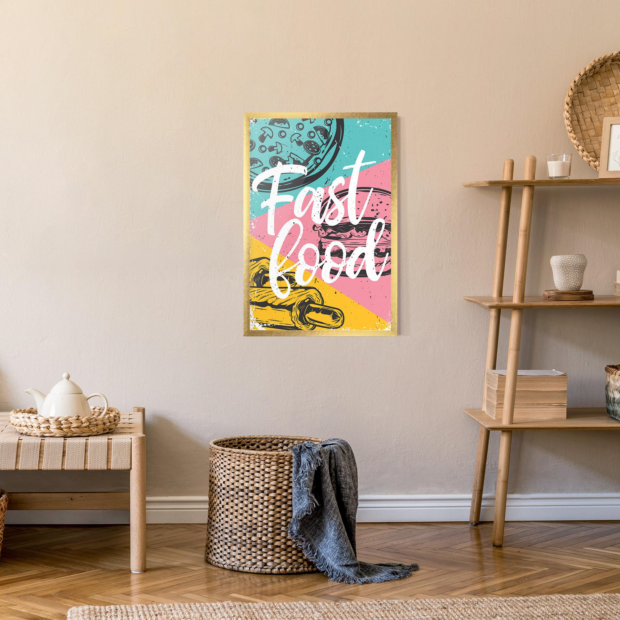 Poster Înrămat Fast Food Pink mockup 9