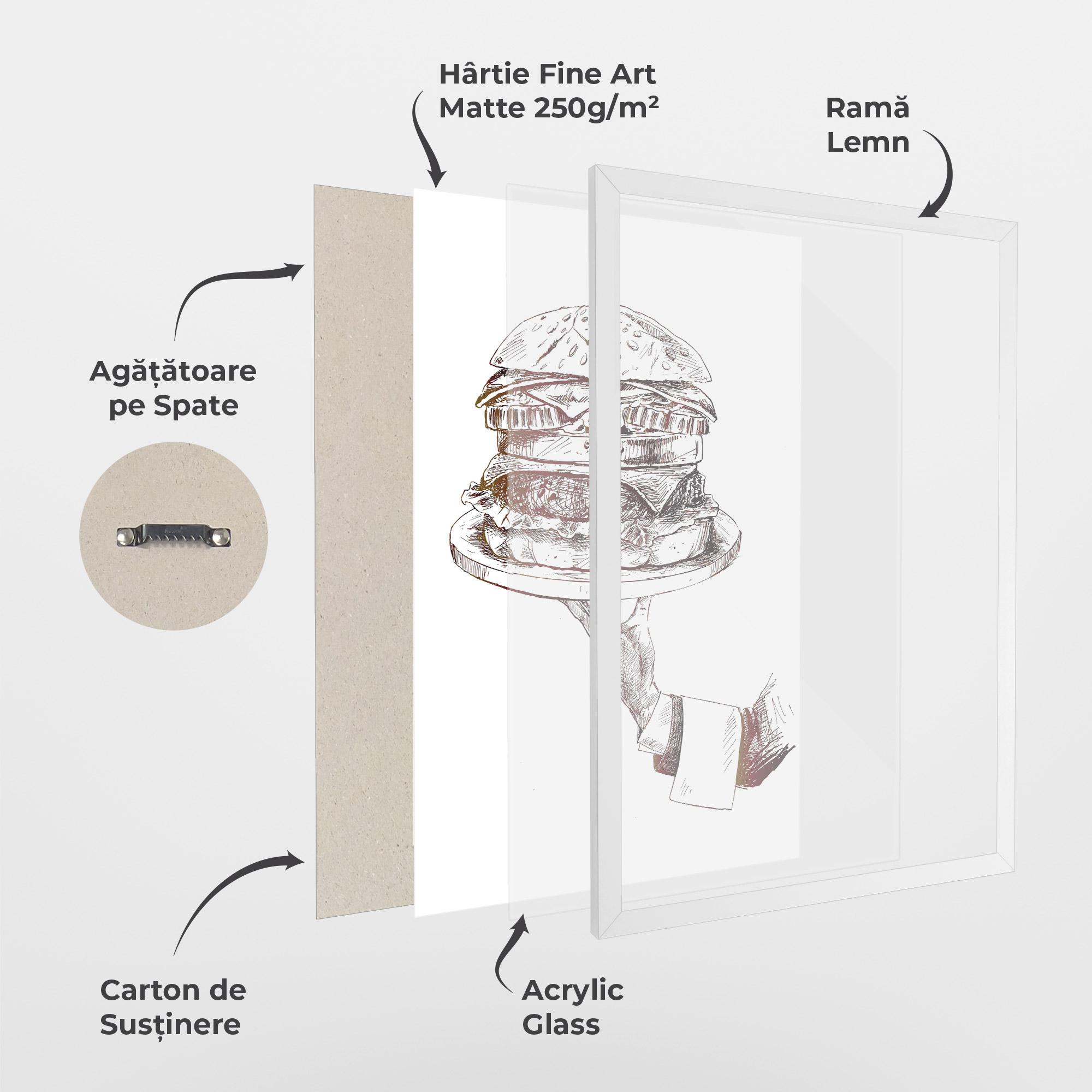 Poster Înrămat Holding Hamburger mockup 1