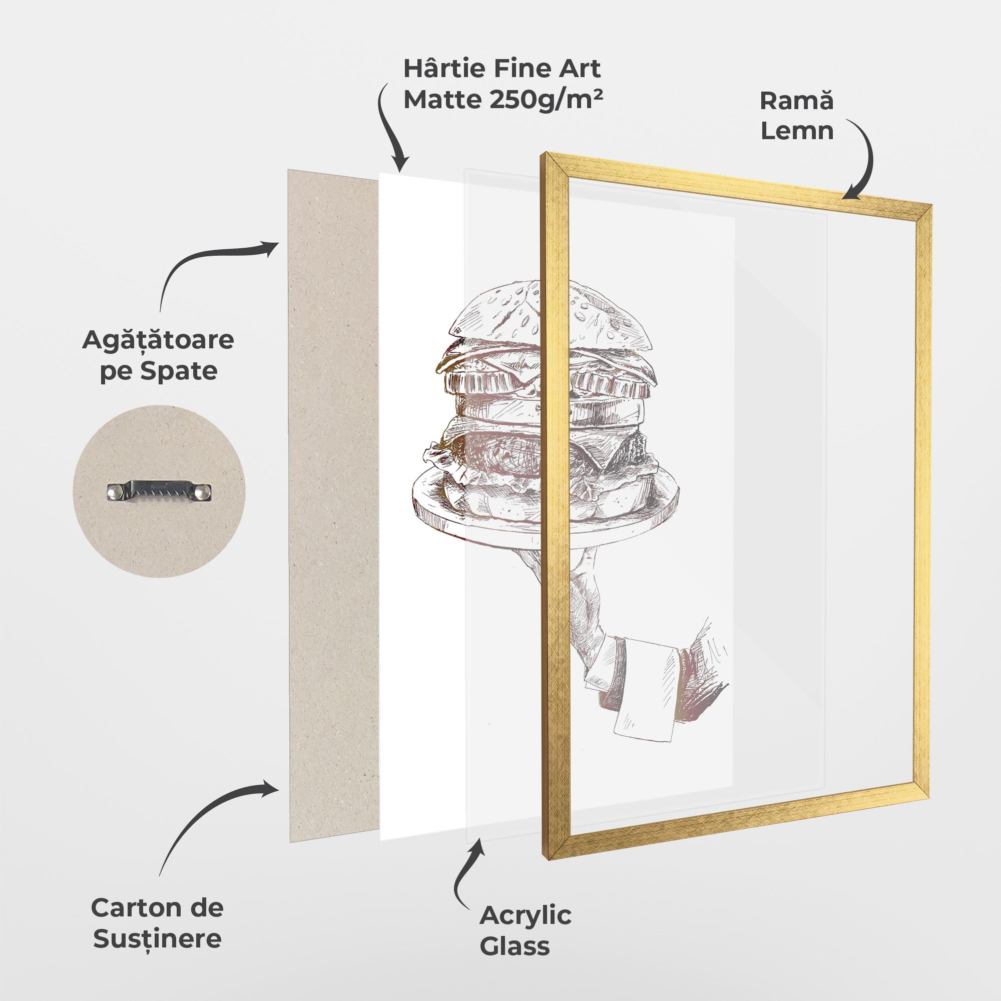 Poster Înrămat Holding Hamburger mockup 1