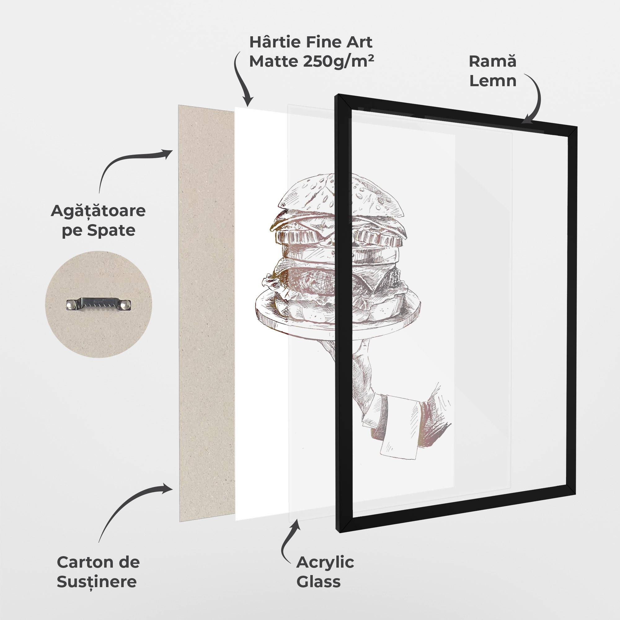 Poster Înrămat Holding Hamburger mockup 1