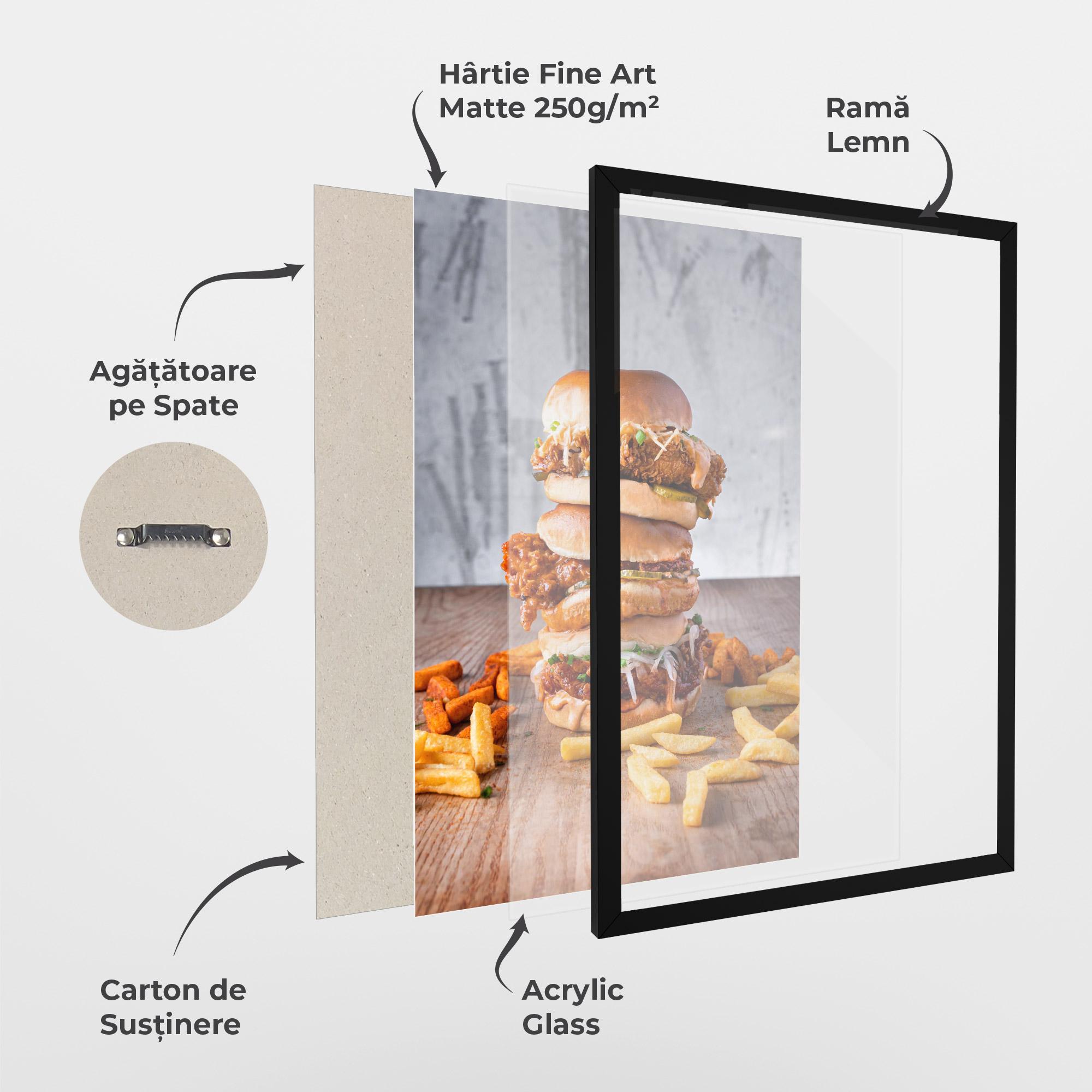 Poster Înrămat Triple Hamburger mockup 1