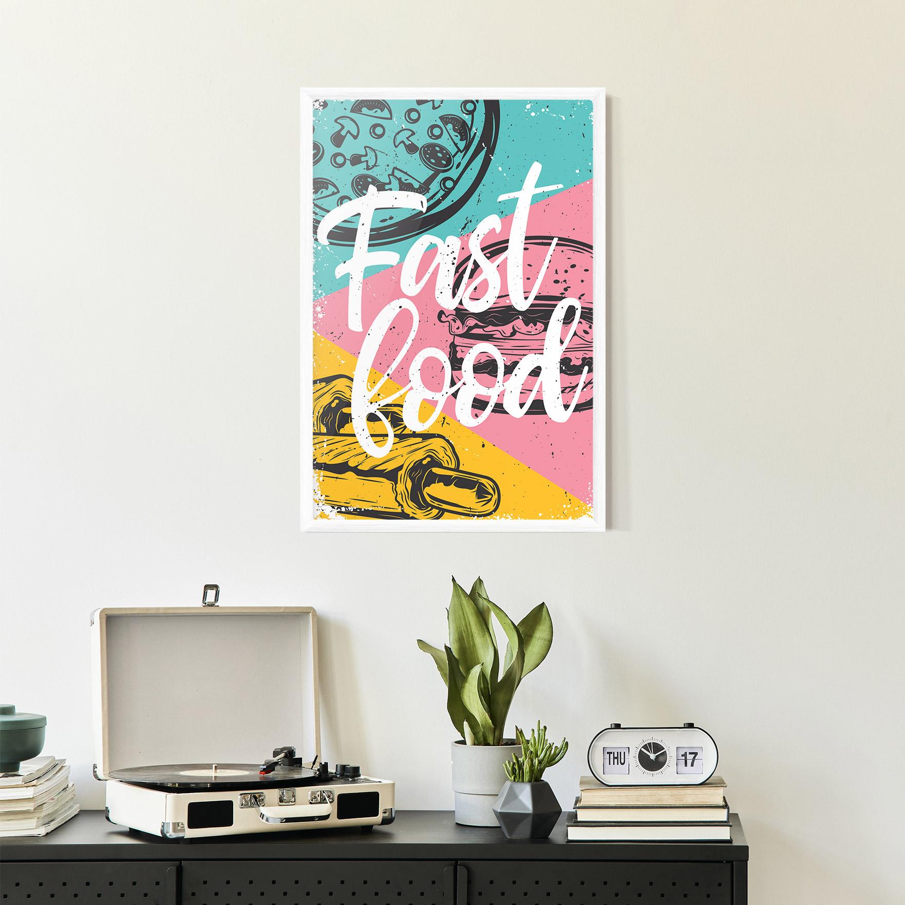 Poster Înrămat Fast Food Pink mockup 2