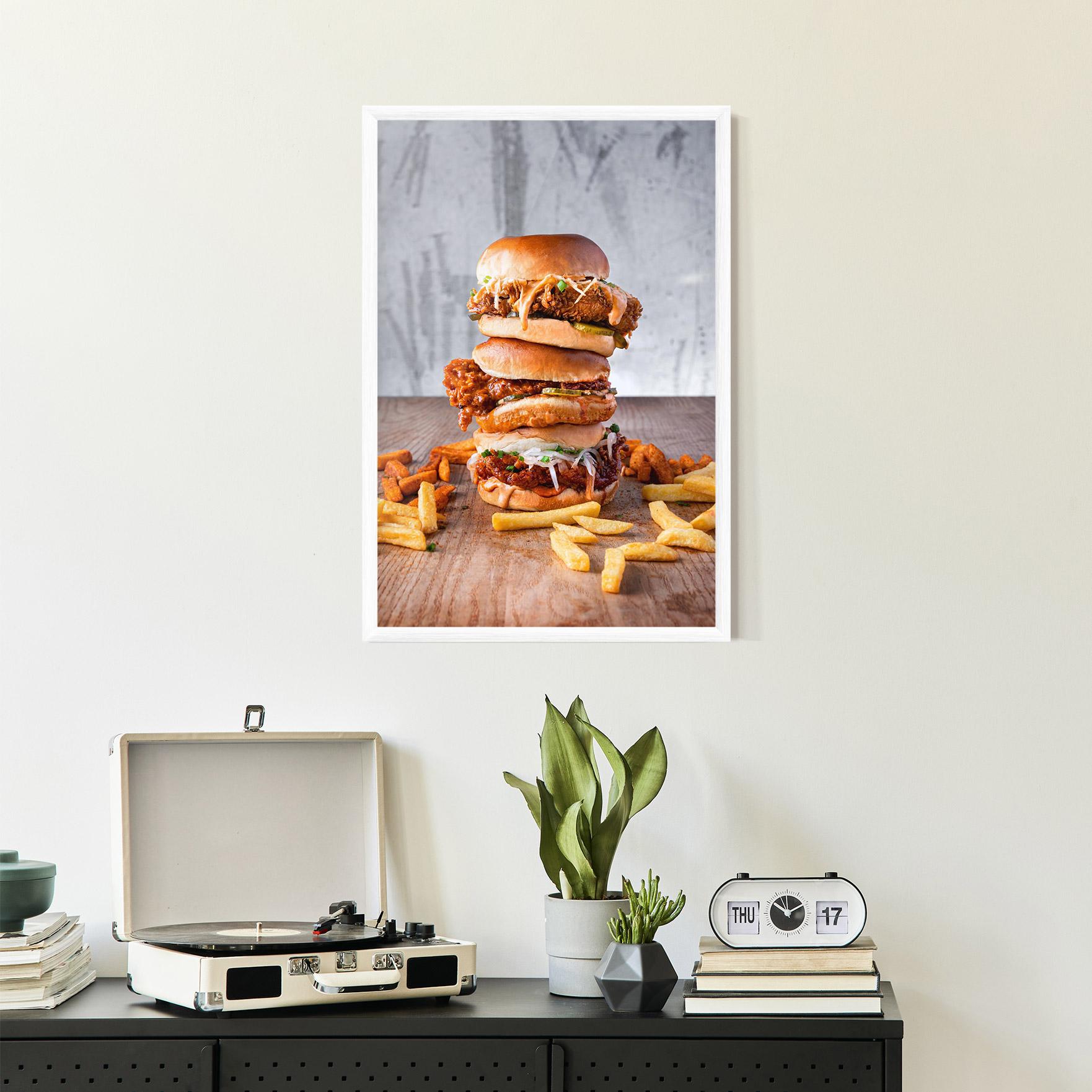 Poster Înrămat Triple Hamburger mockup 2