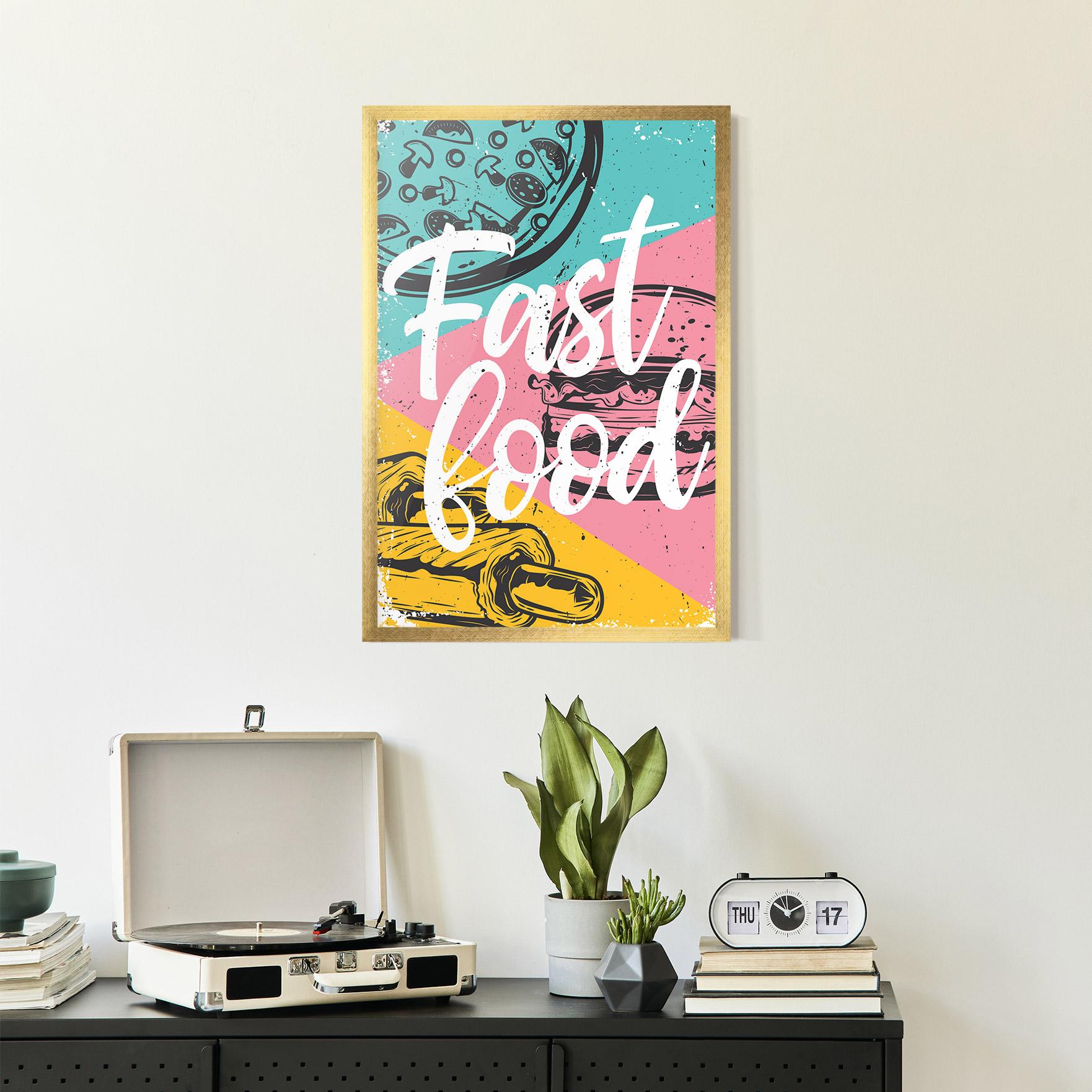 Poster Înrămat Fast Food Pink mockup 2