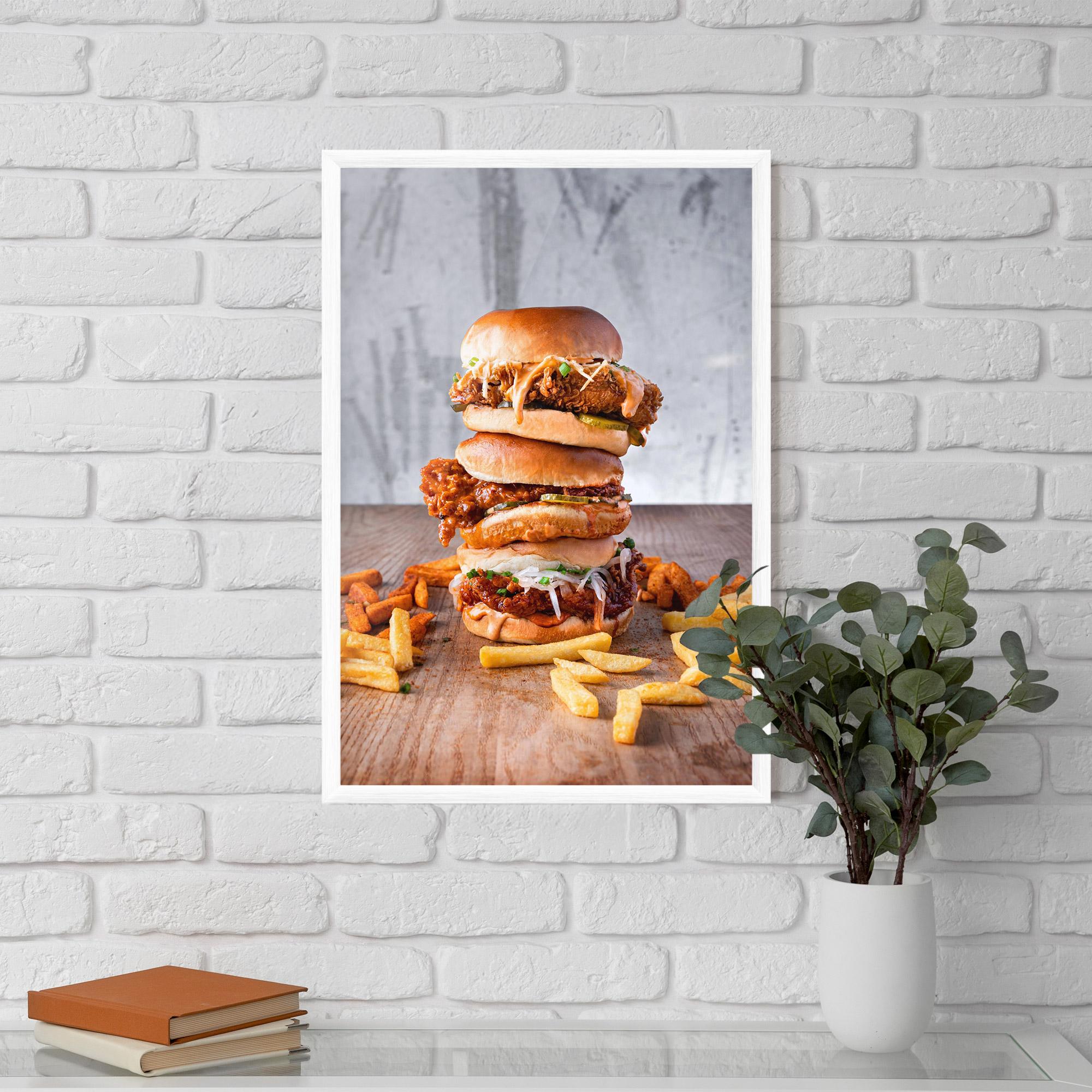 Poster Înrămat Triple Hamburger mockup 5
