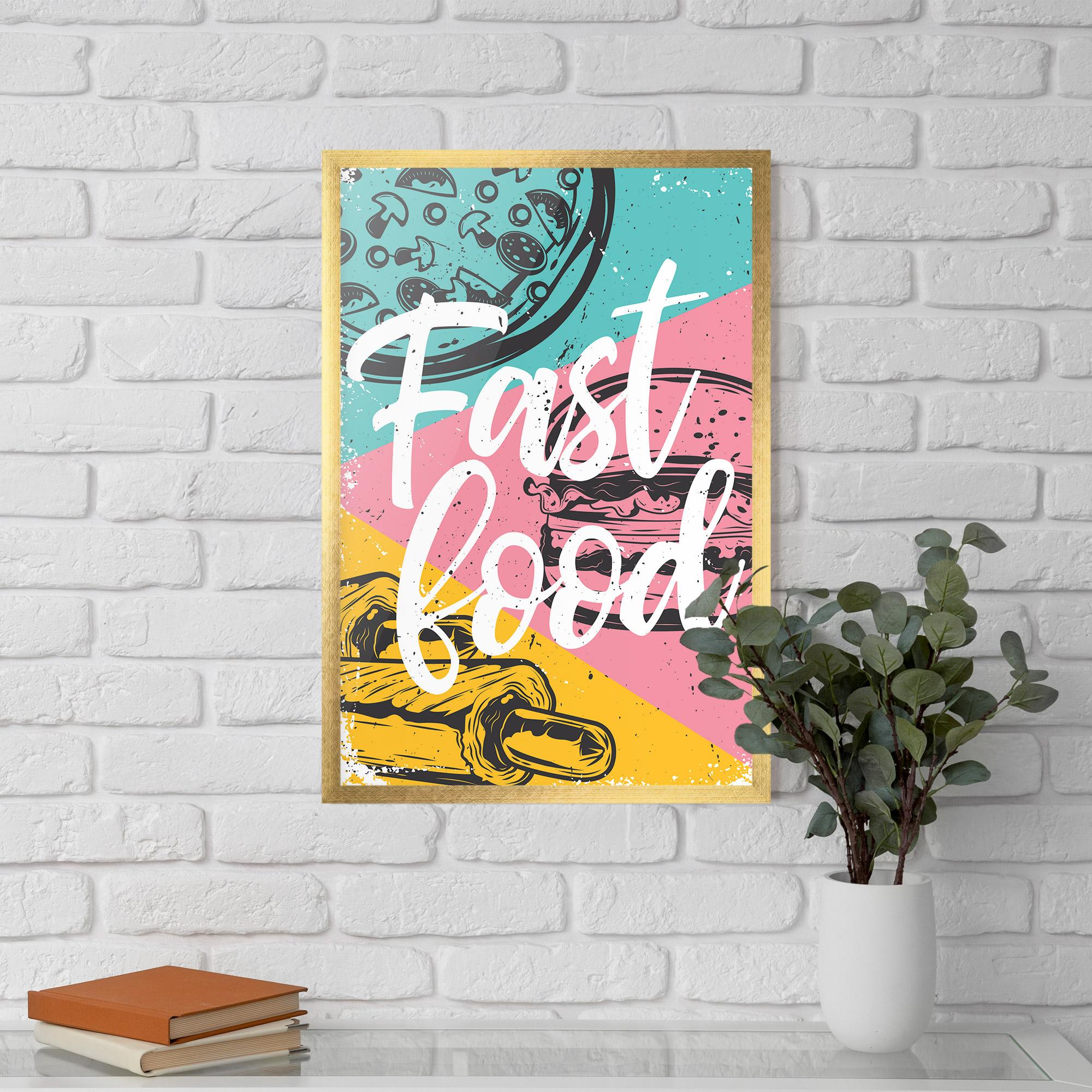 Poster Înrămat Fast Food Pink mockup 5
