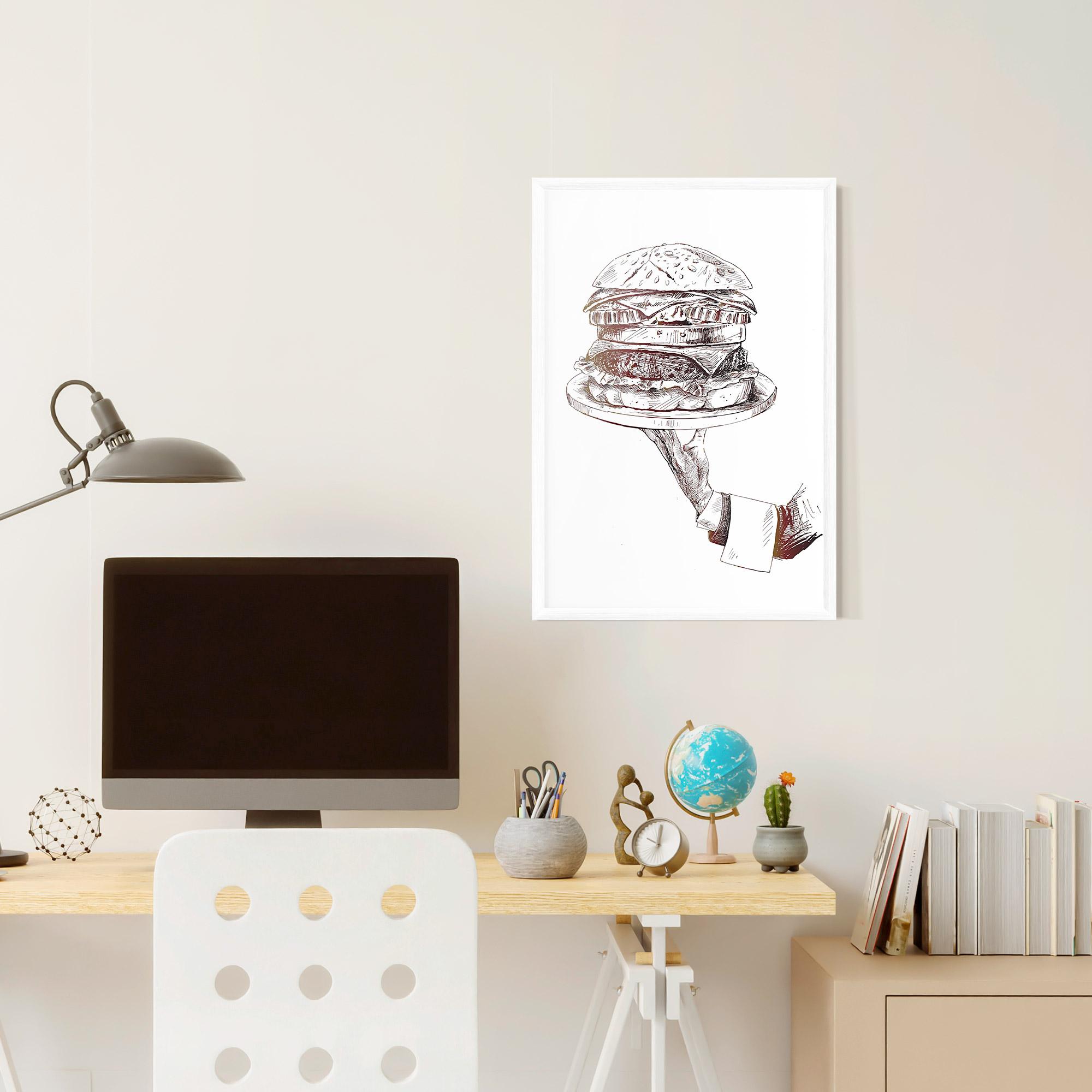 Poster Înrămat Holding Hamburger mockup 6