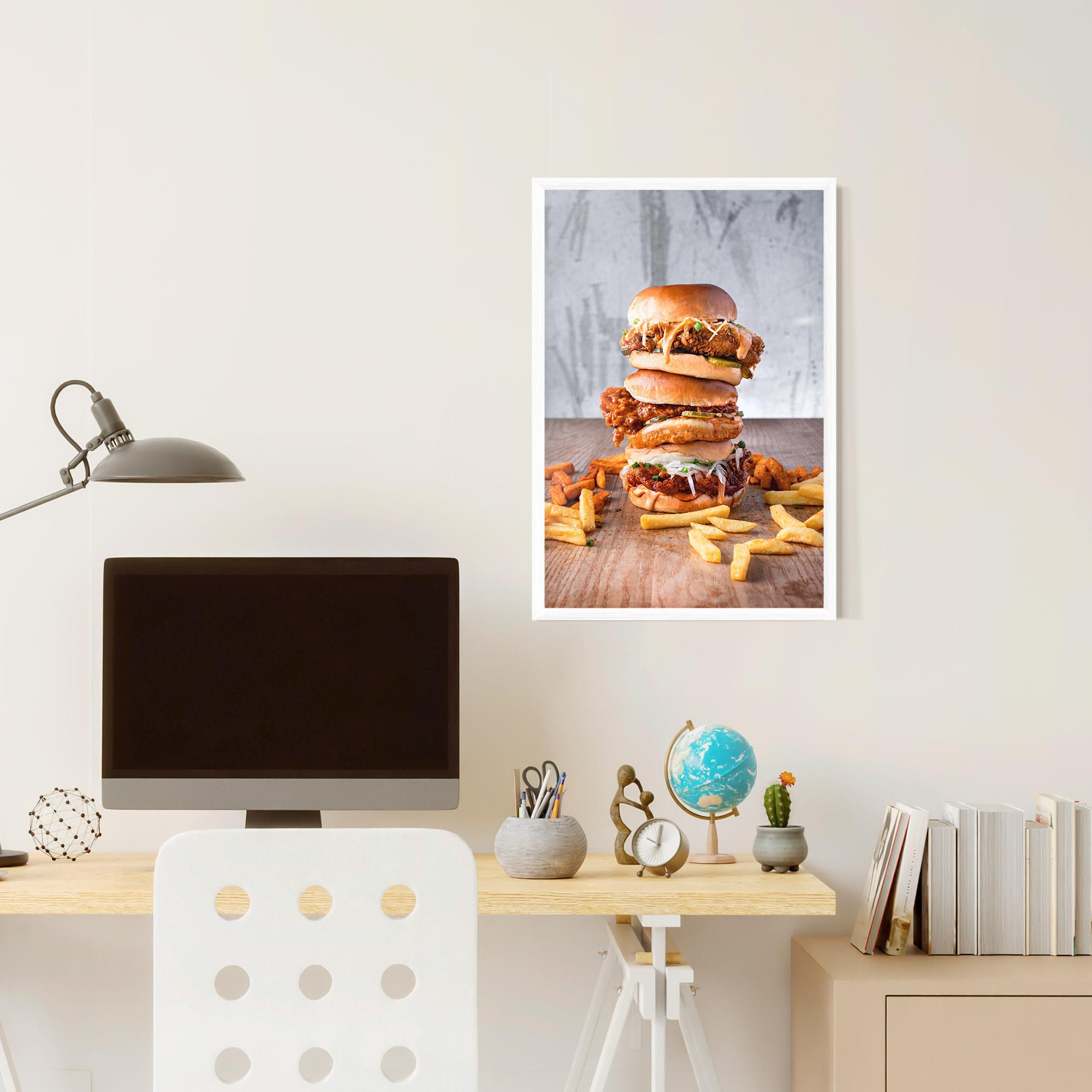 Poster Înrămat Triple Hamburger mockup 6