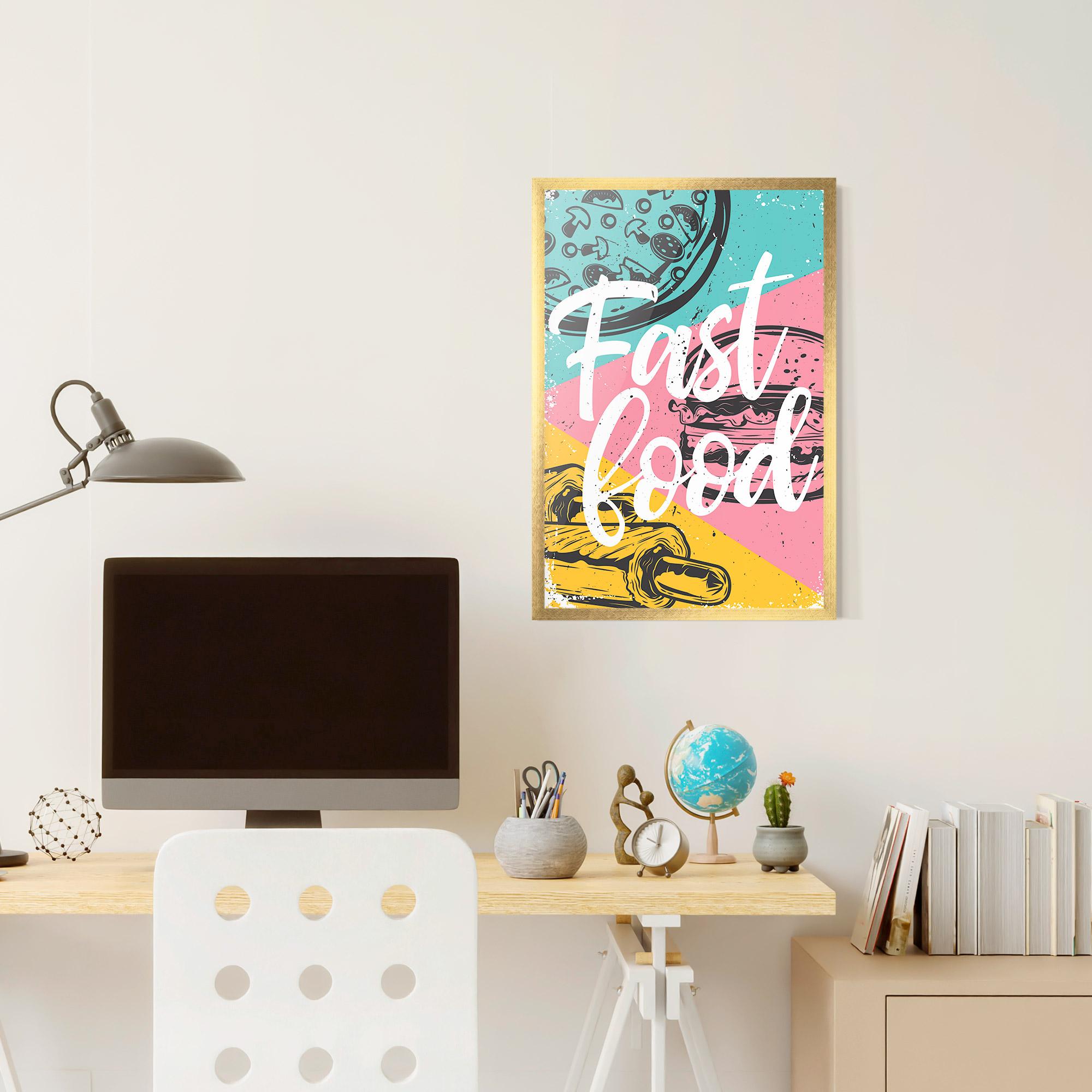 Poster Înrămat Fast Food Pink mockup 6