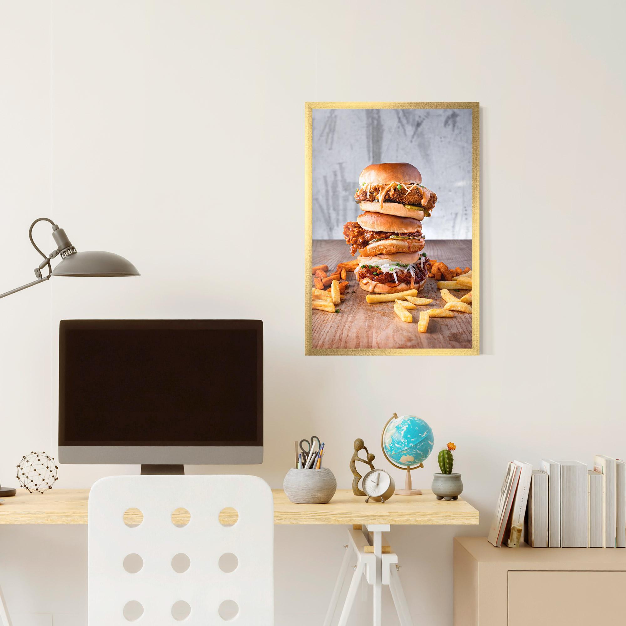 Poster Înrămat Triple Hamburger mockup 6