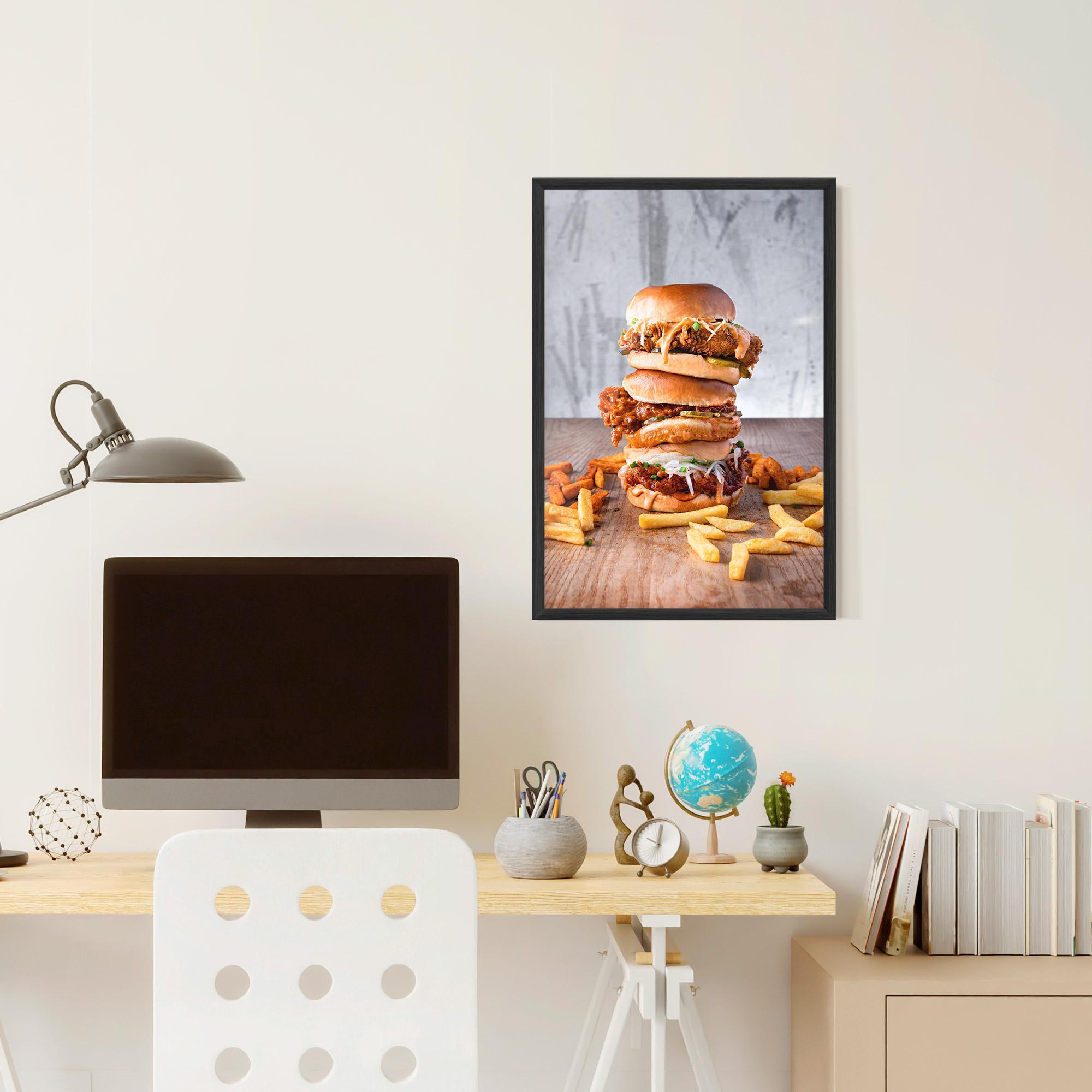 Poster Înrămat Triple Hamburger mockup 6