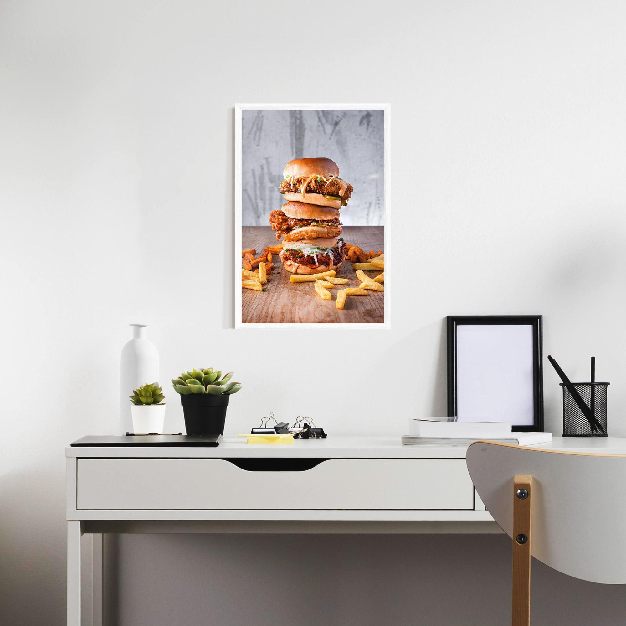 Poster Înrămat Triple Hamburger mockup 7