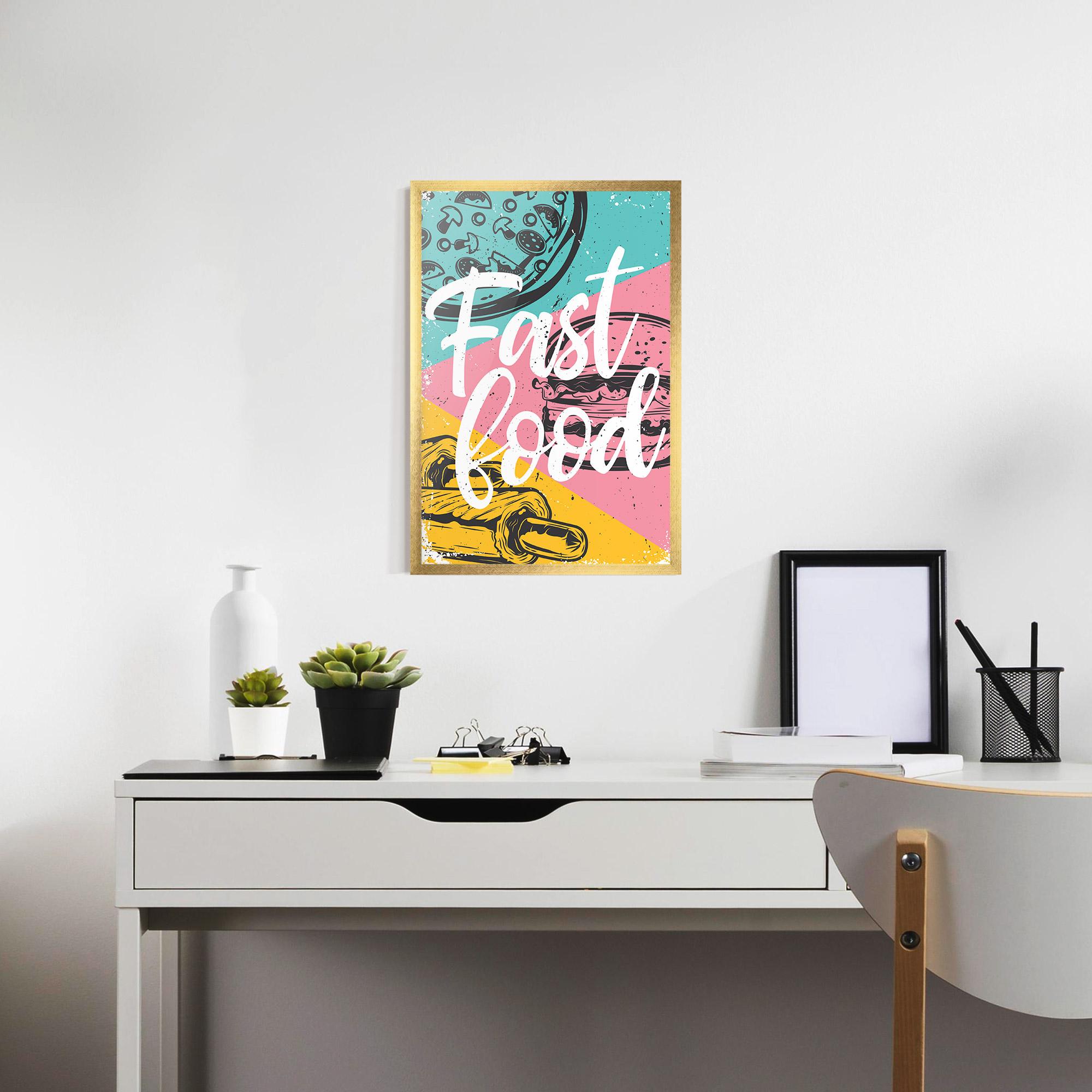 Poster Înrămat Fast Food Pink mockup 7