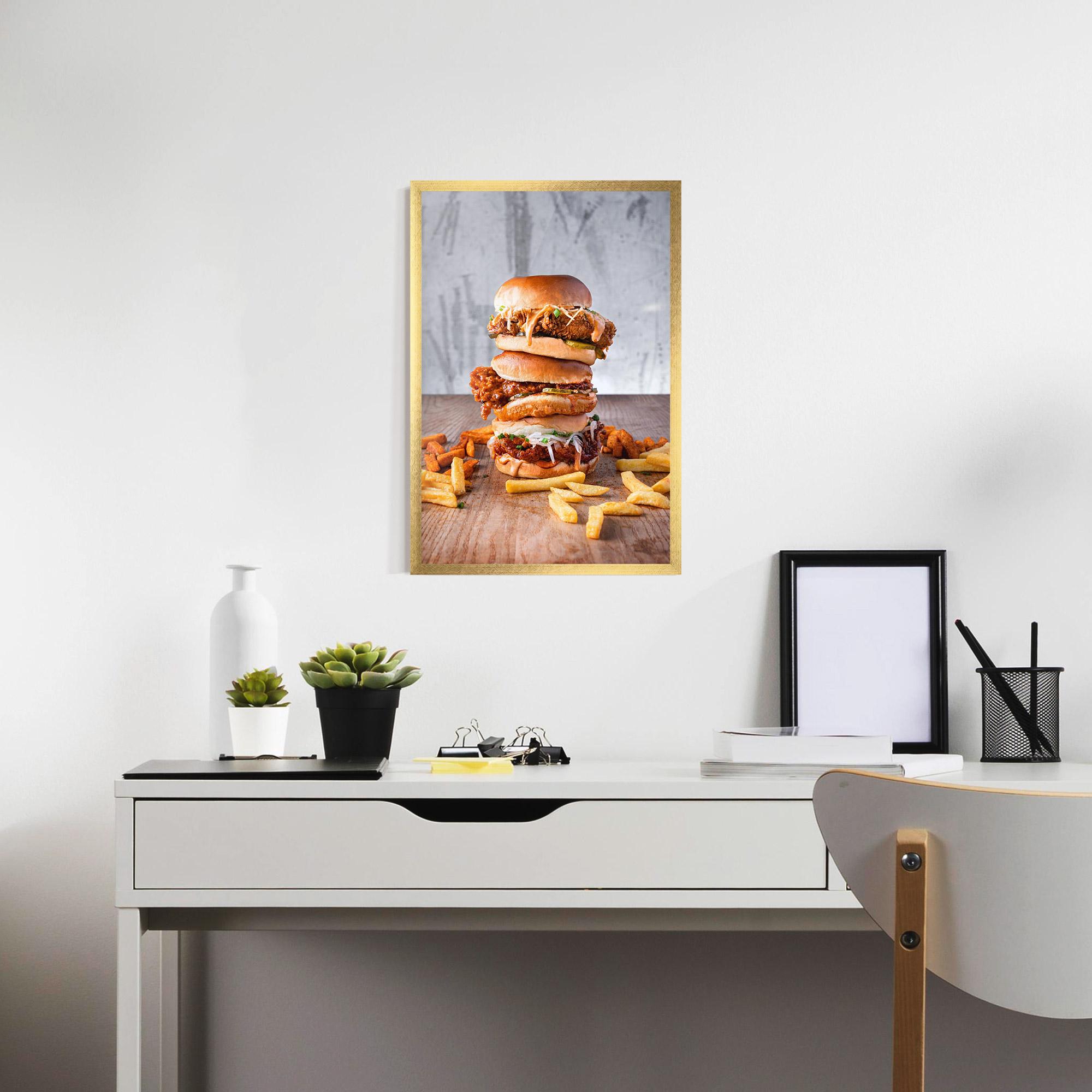 Poster Înrămat Triple Hamburger mockup 7