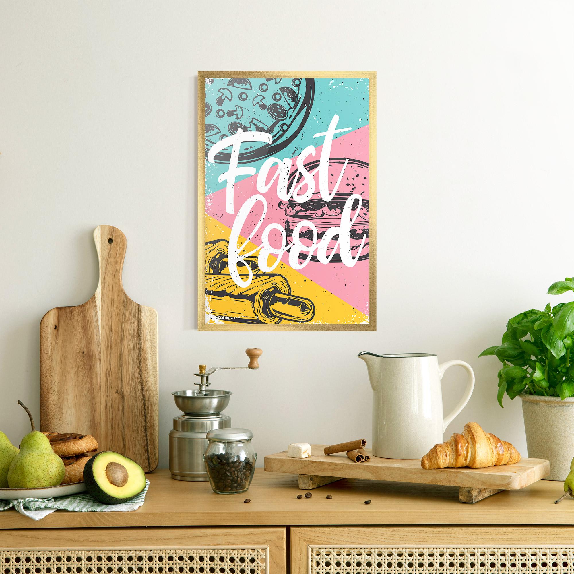 Poster Înrămat Fast Food Pink mockup 8
