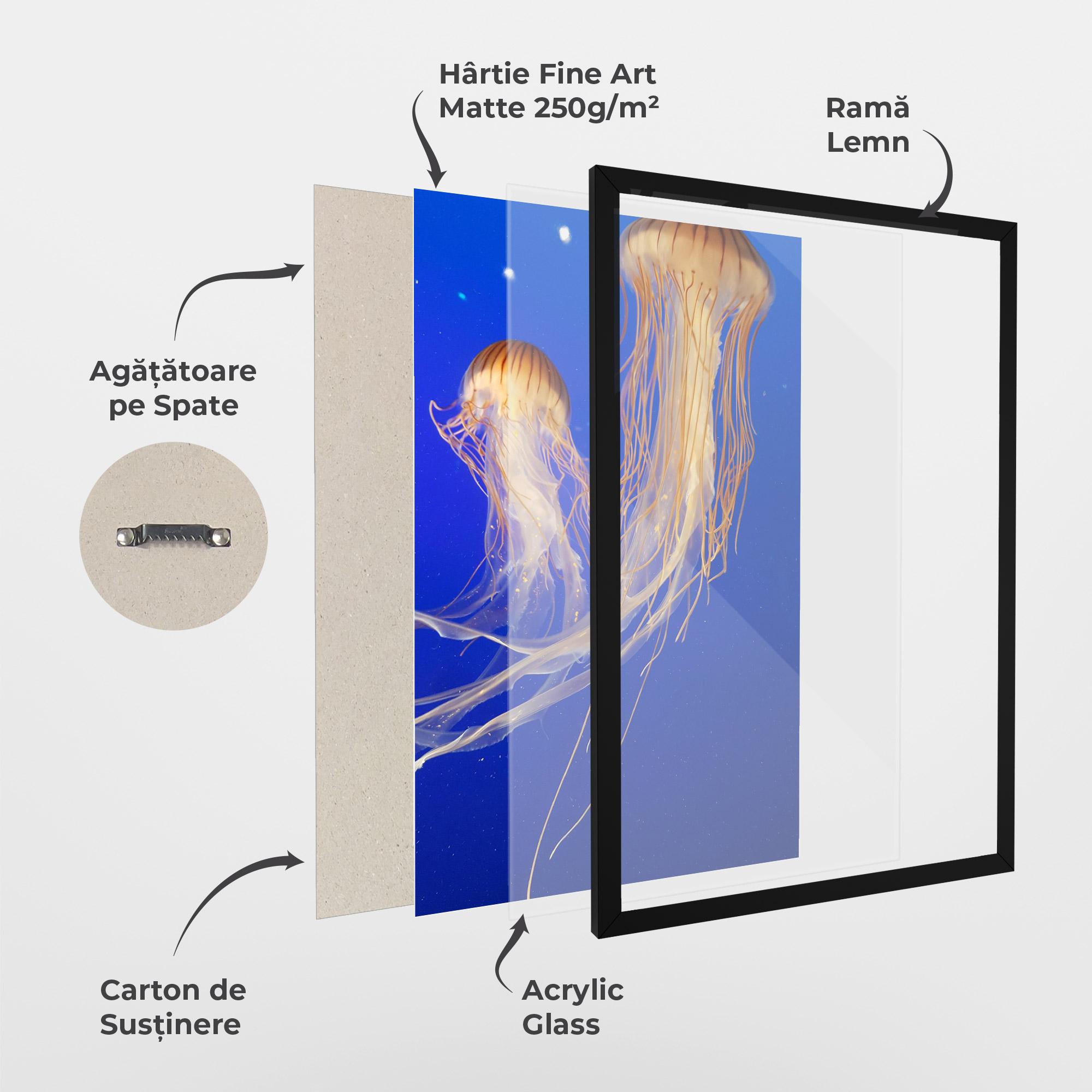 Poster Înrămat Light Orange Jellyfish mockup 1